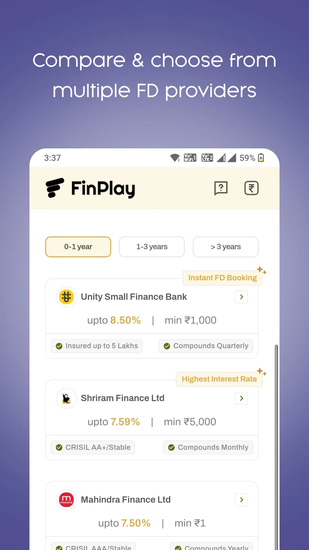 FinPlay: Earn 9.5% PA on FD | Indus Appstore | Screenshot