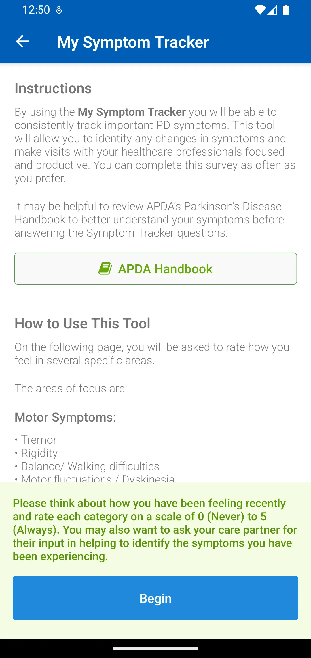 APDA Symptom Tracker | Indus Appstore | Screenshot