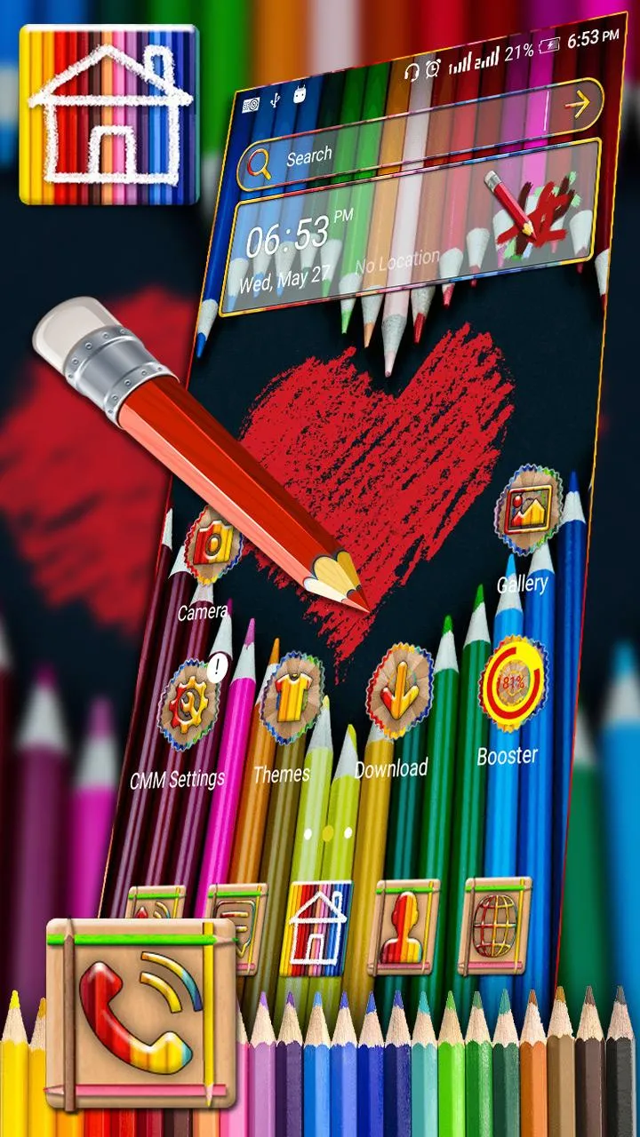 Color Pencil Heart Theme | Indus Appstore | Screenshot