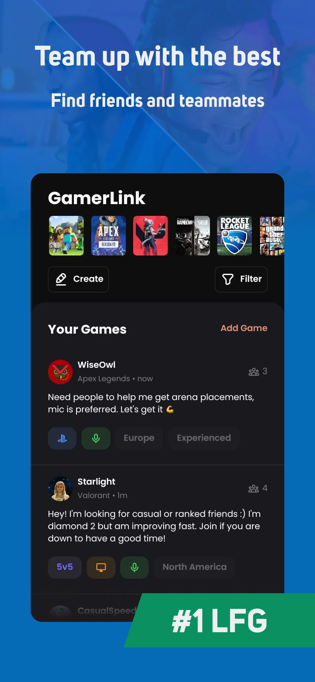 GamerLink LFG: Teams & Friends | Indus Appstore | Screenshot