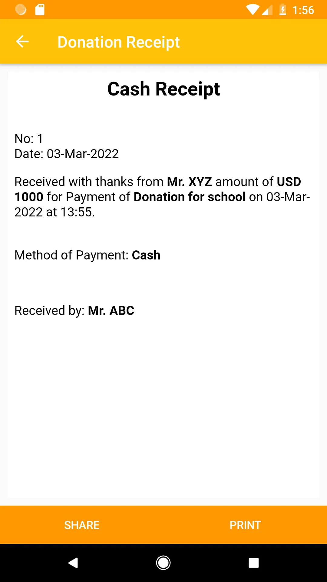 Donation Receipt | Indus Appstore | Screenshot