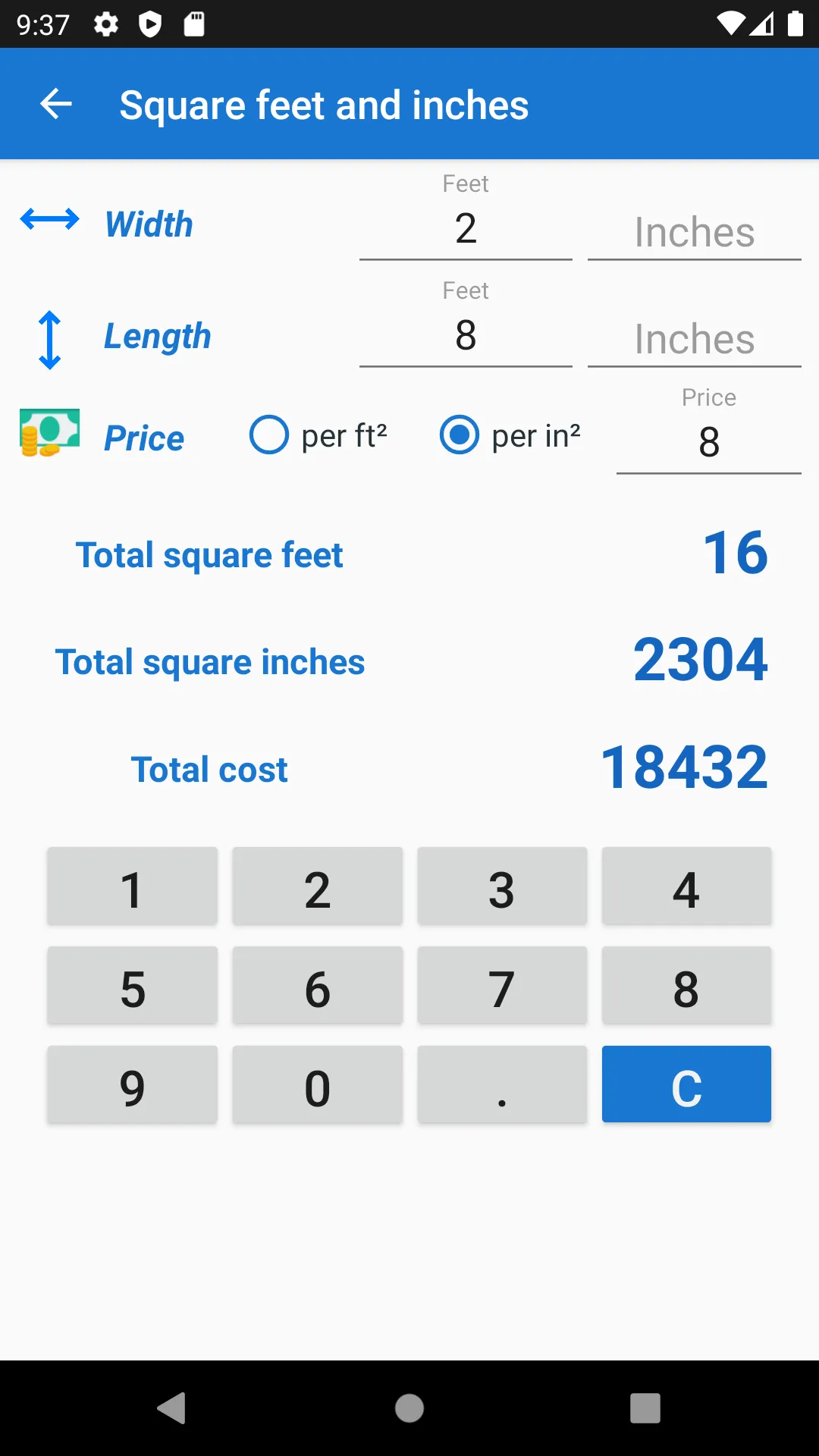 Square meters calculator | Indus Appstore | Screenshot