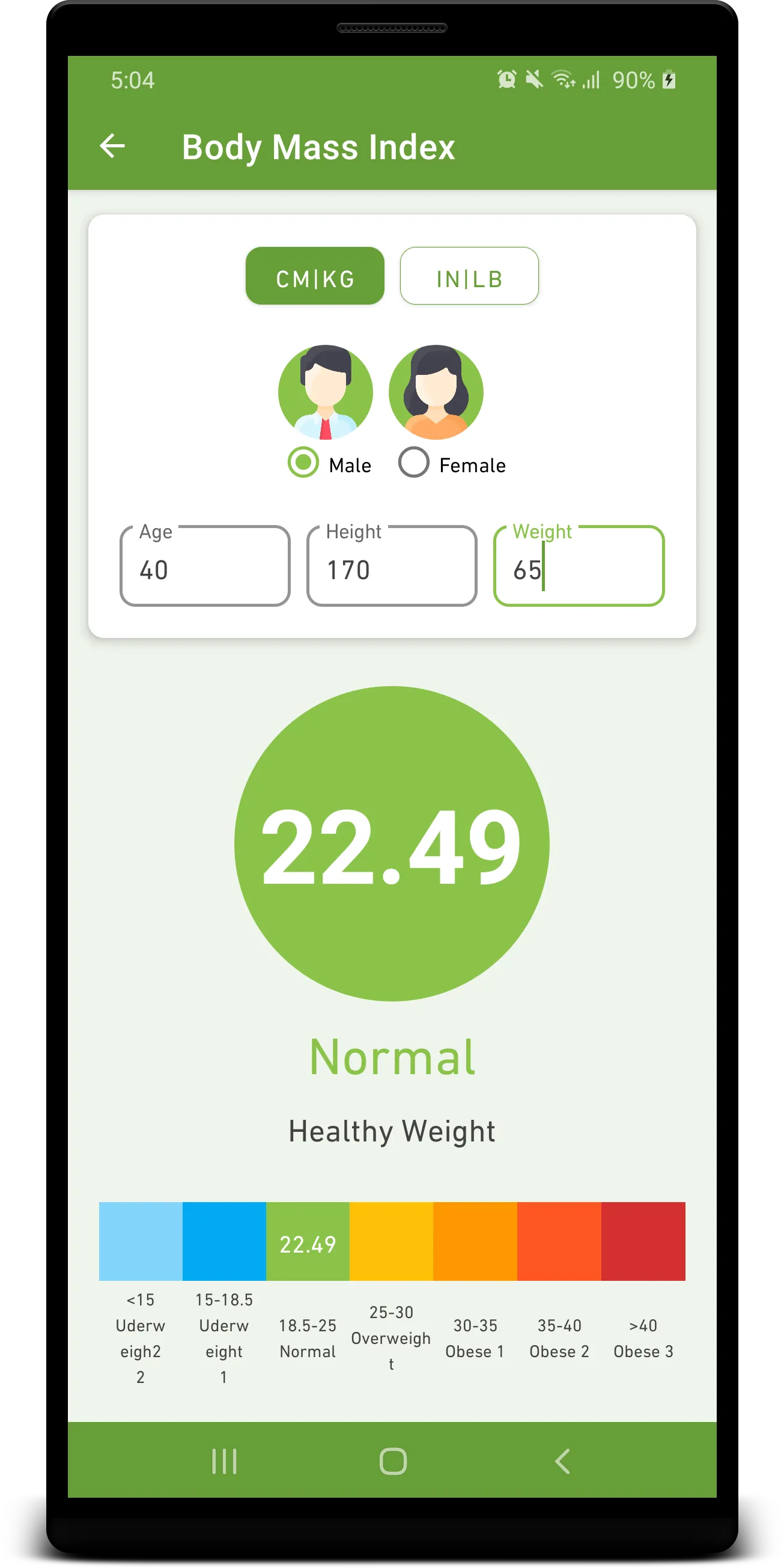 Ideal Weight Calculators | Indus Appstore | Screenshot