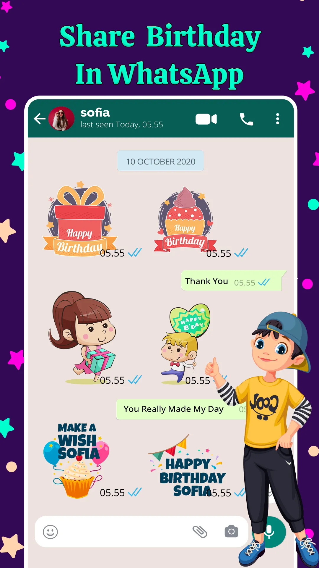 Birthday Stickers With Name | Indus Appstore | Screenshot