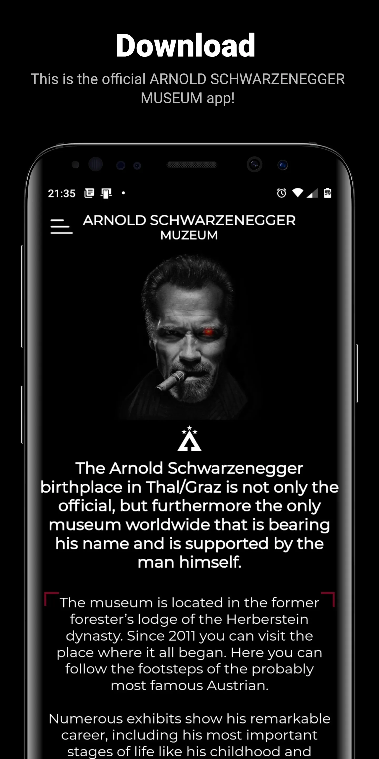 ARNOLD SCHWARZENEGGER MUSEUM | Indus Appstore | Screenshot