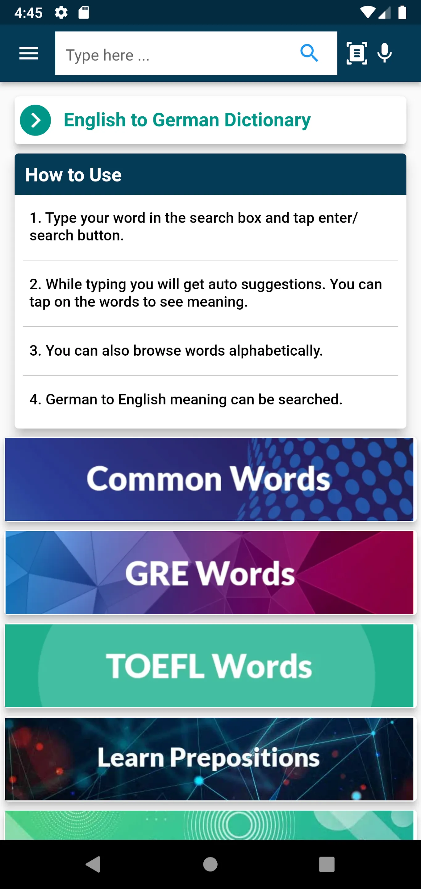 English : German Dictionary | Indus Appstore | Screenshot