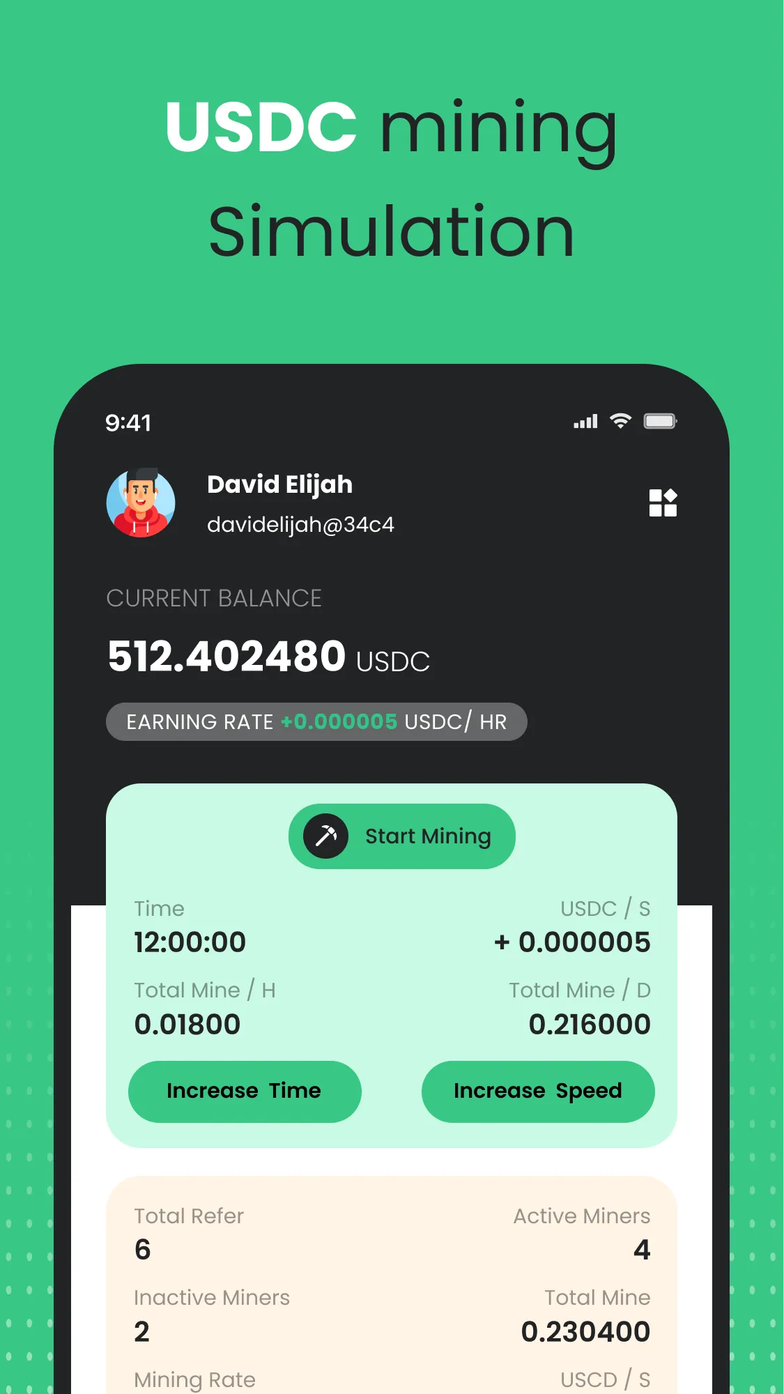 USDC mining Simulation - Apps on Indus Appstore