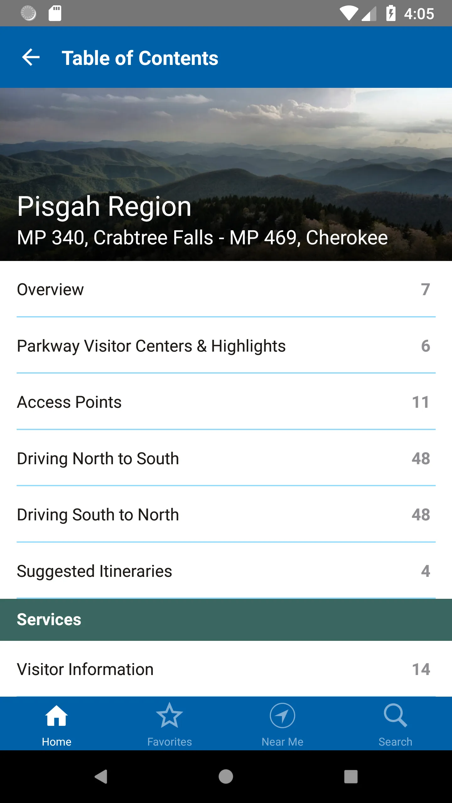 Blue Ridge Parkway Planner | Indus Appstore | Screenshot