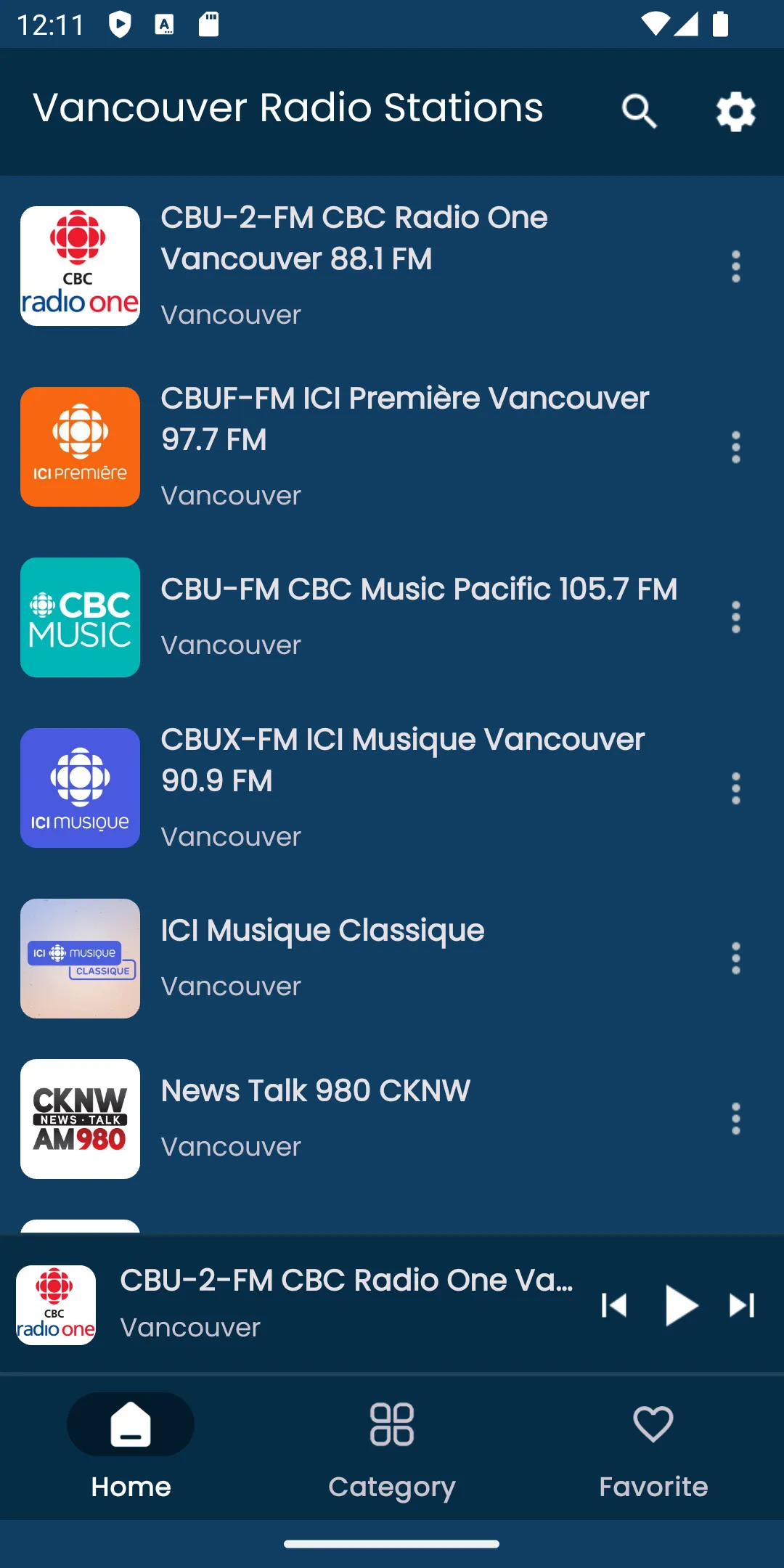 Radios from Vancouver | Indus Appstore | Screenshot