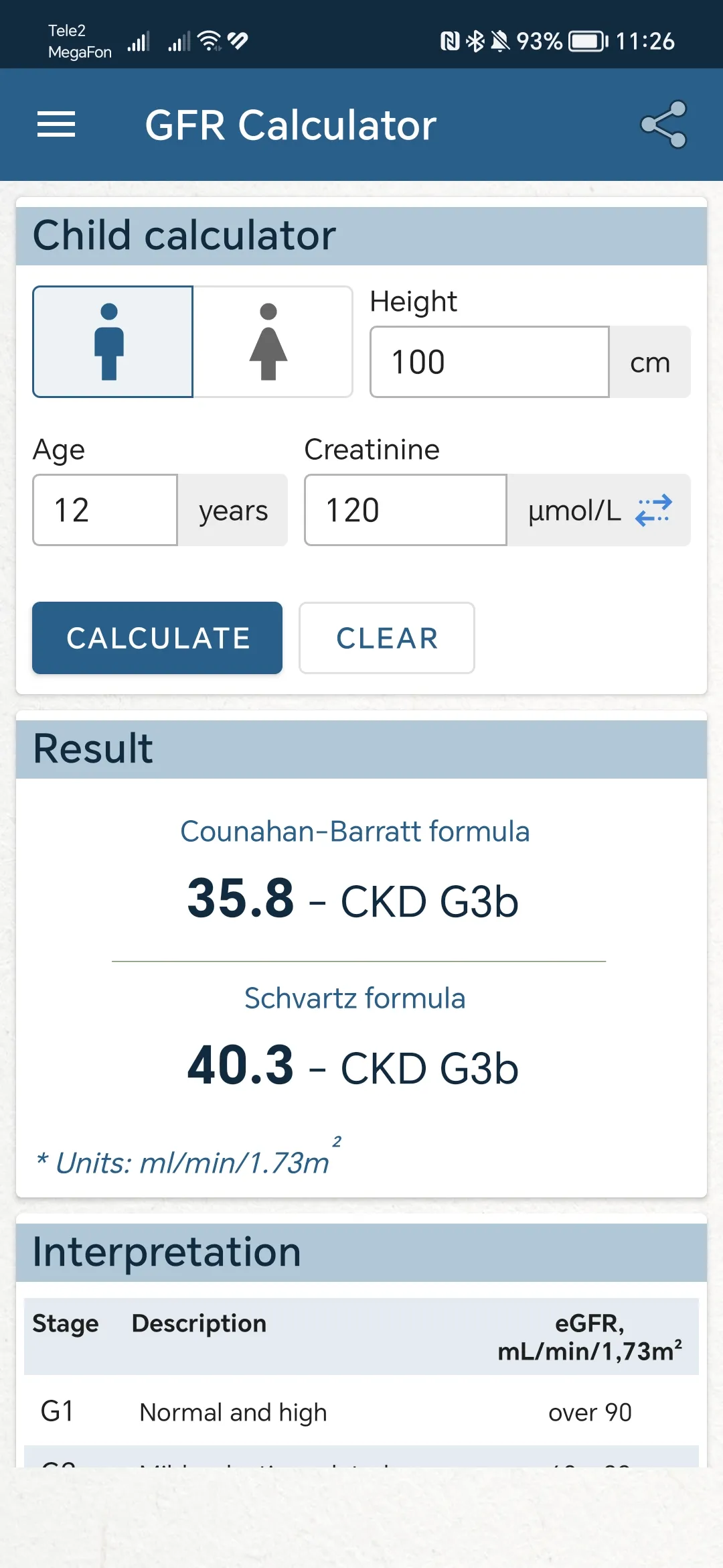 GFR Calculator | Indus Appstore | Screenshot