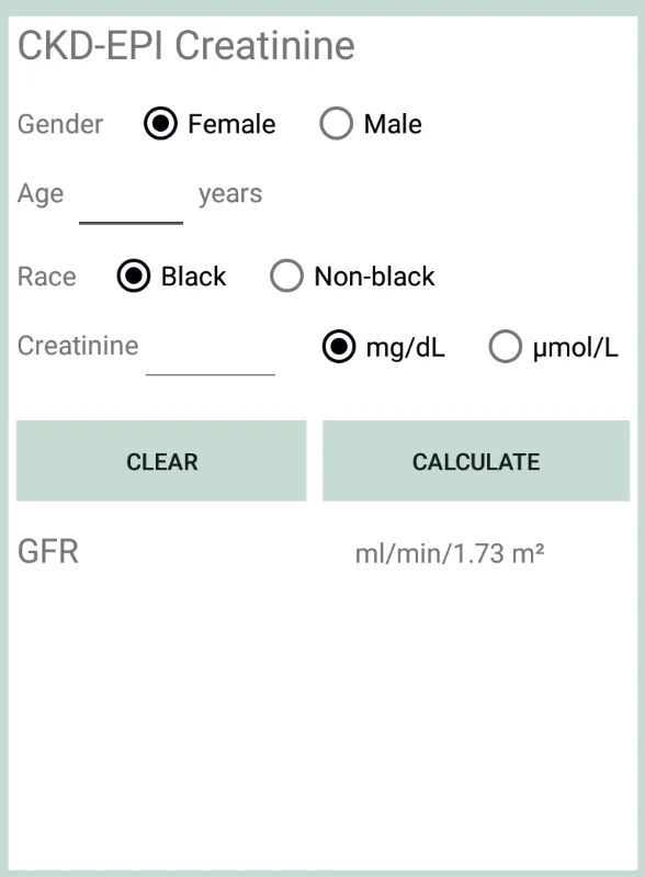 eGFR Calculator | Indus Appstore | Screenshot