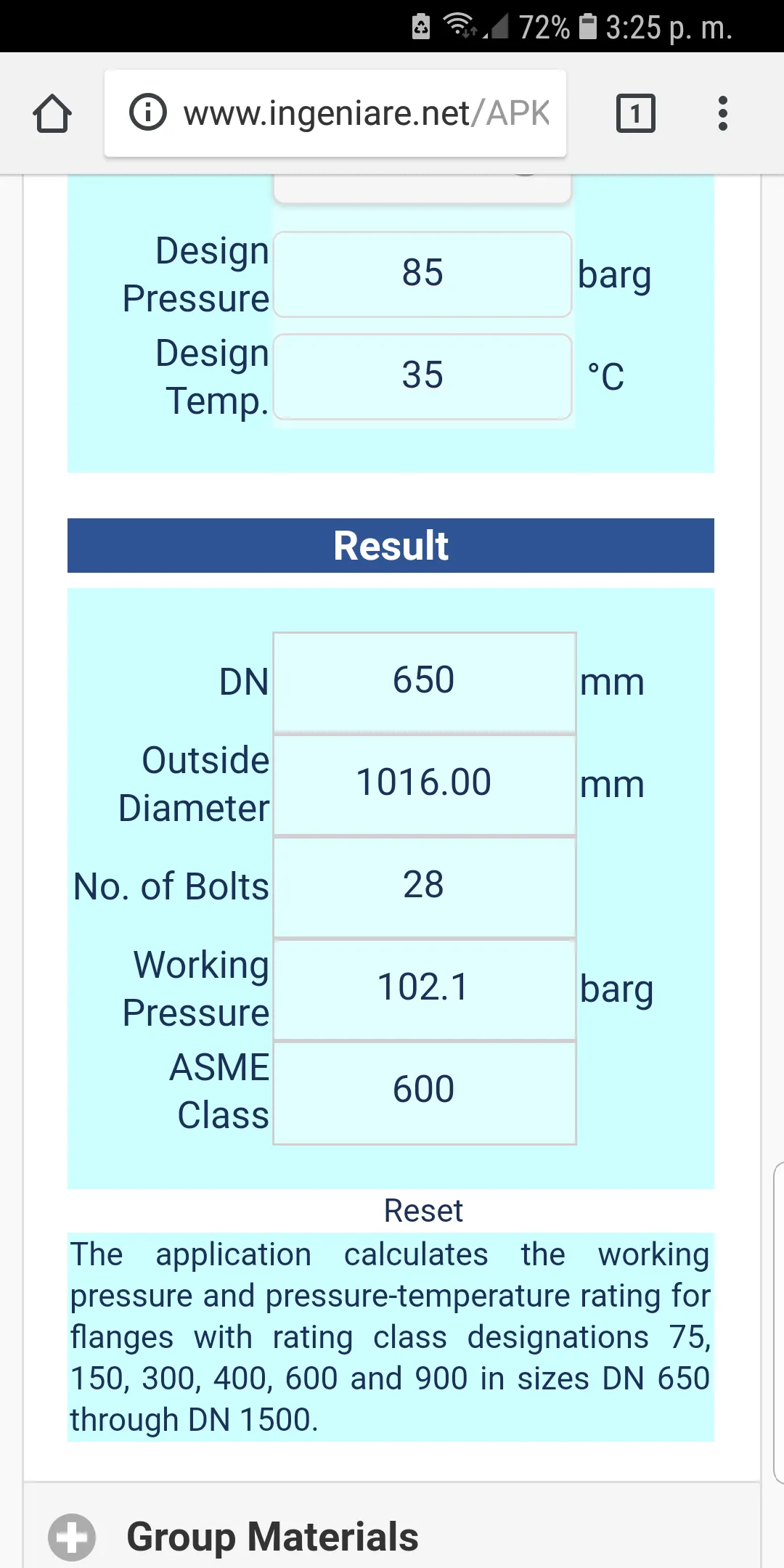 ASME B16.47 Group 1.1 to 1.18  | Indus Appstore | Screenshot