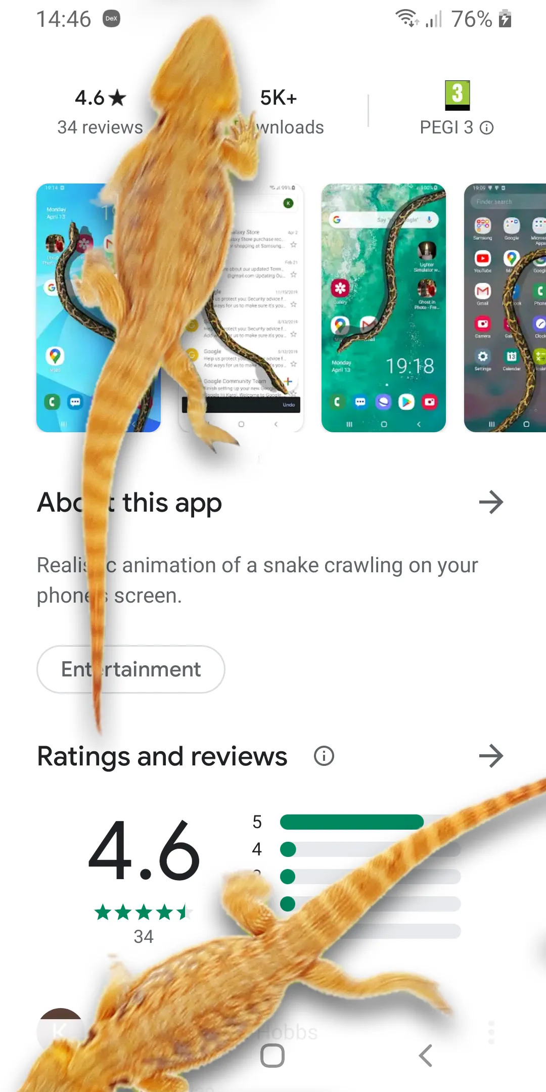 Lizard in phone funny joke | Indus Appstore | Screenshot