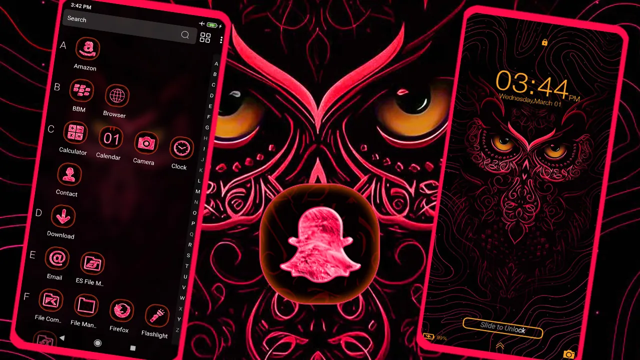 Owl Pink Dark Theme | Indus Appstore | Screenshot