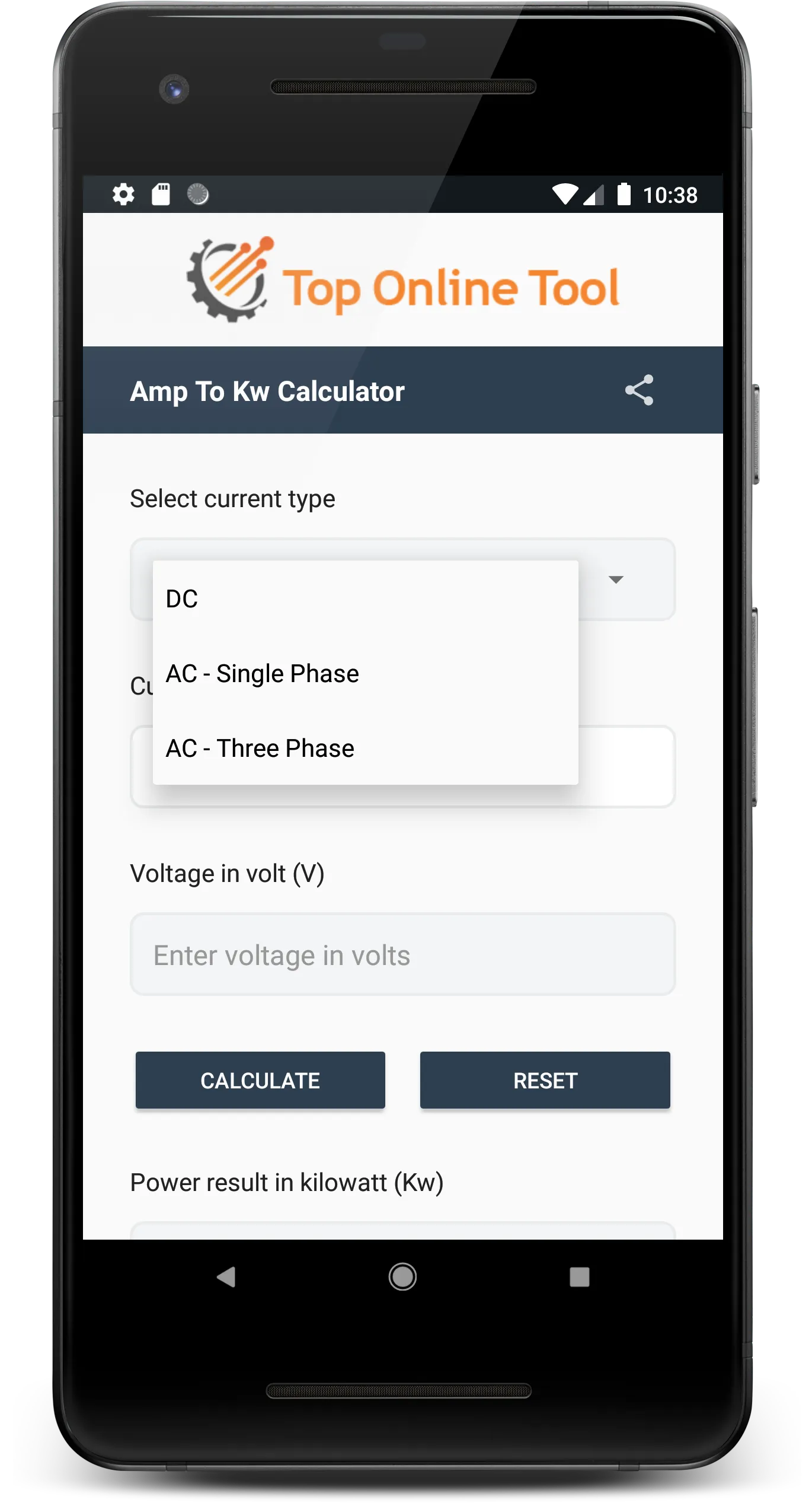 Amps to Kw Calculator | Indus Appstore | Screenshot