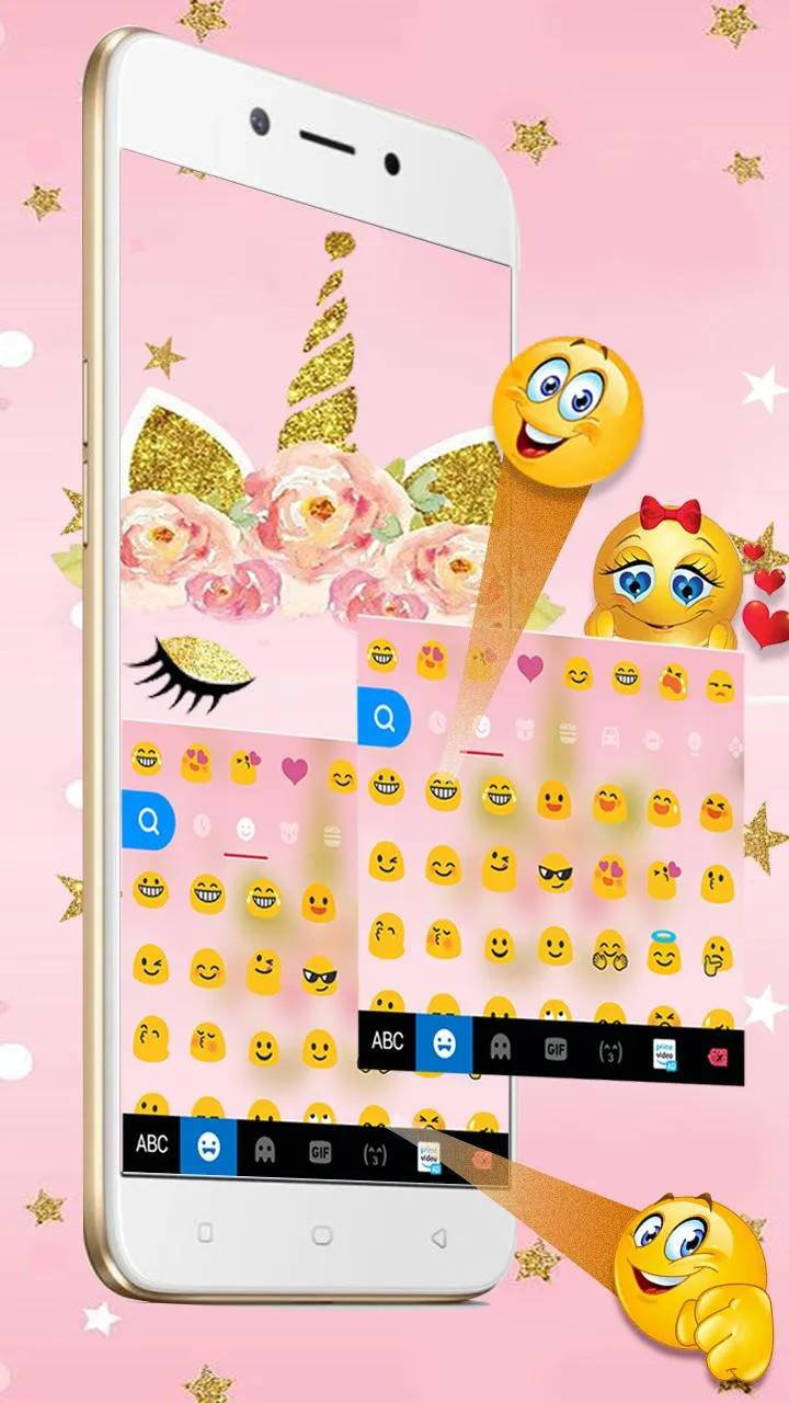 Gold Shinny Unicorn Keyboard T | Indus Appstore | Screenshot