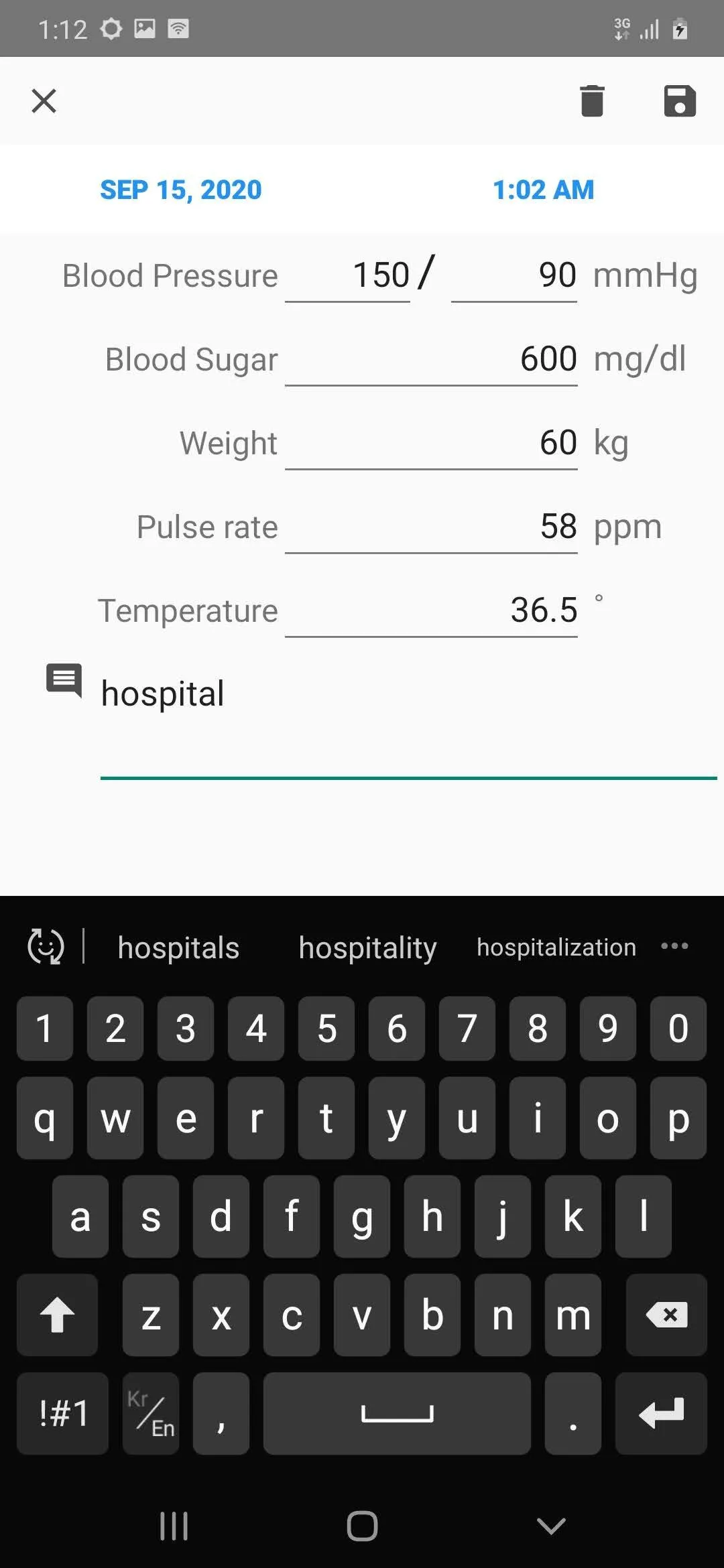 Blood Diary  (Diabetes Note) | Indus Appstore | Screenshot