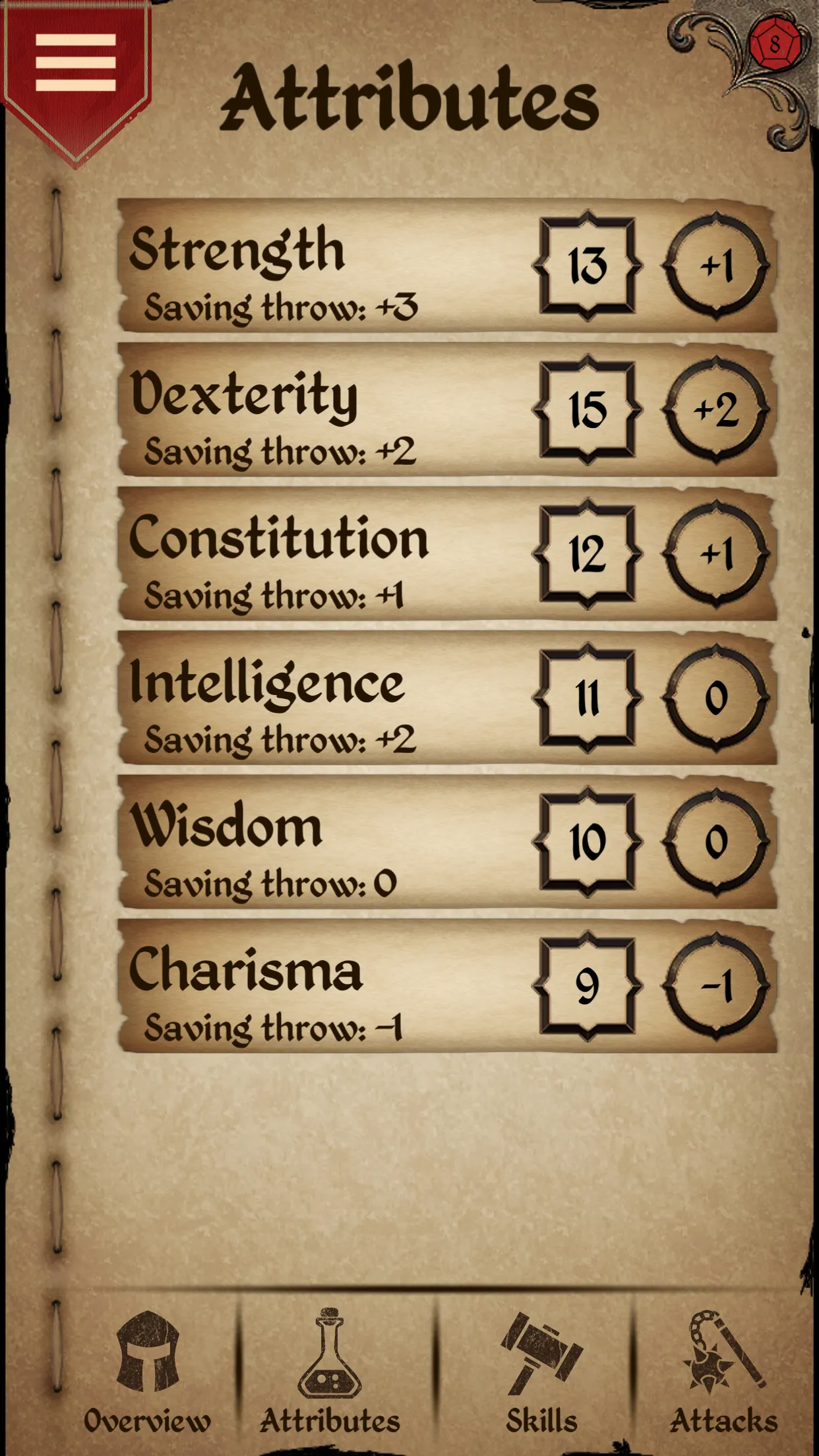 Character Sheet | Indus Appstore | Screenshot