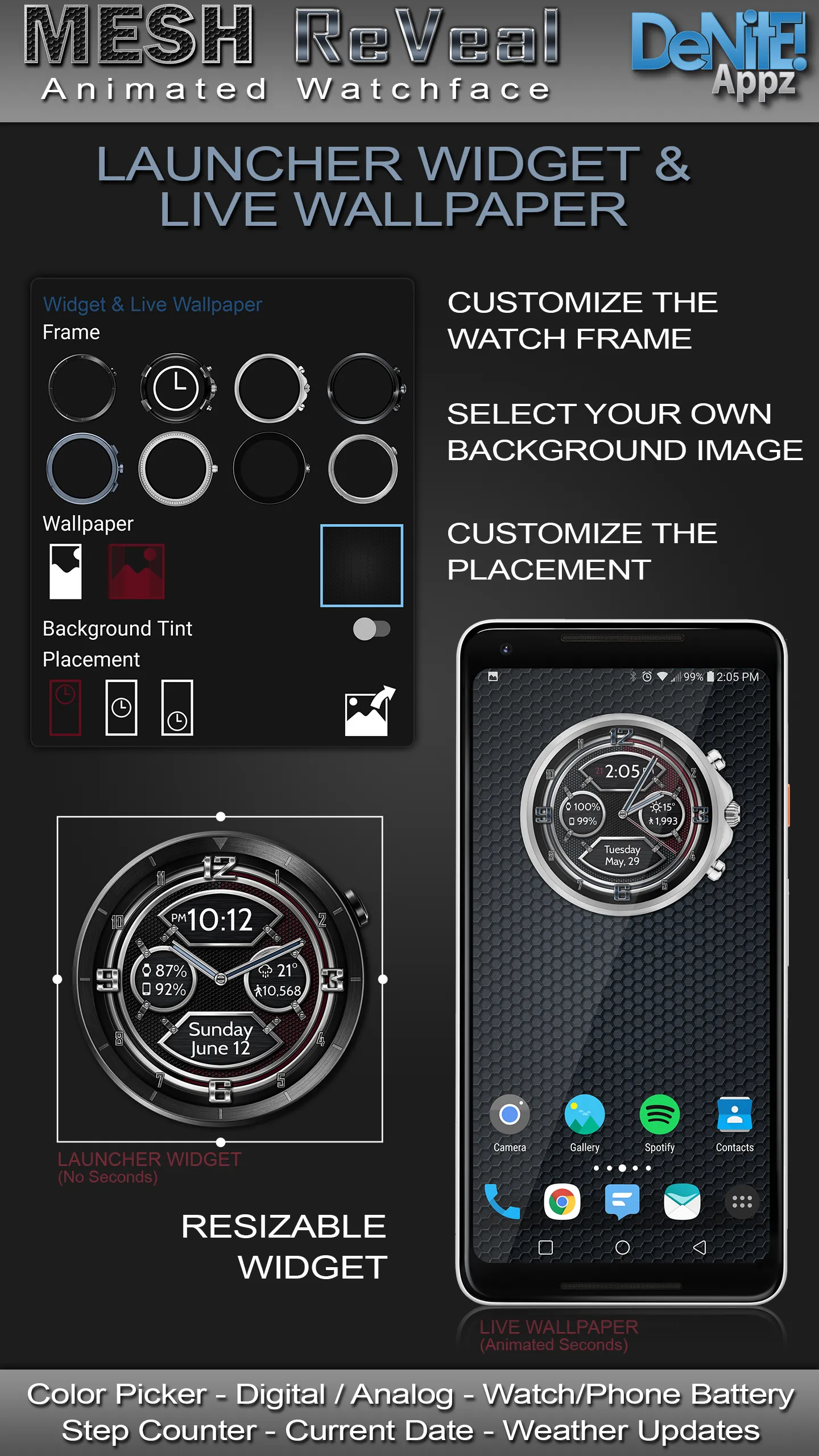 Mesh ReVeal HD Watch Face | Indus Appstore | Screenshot