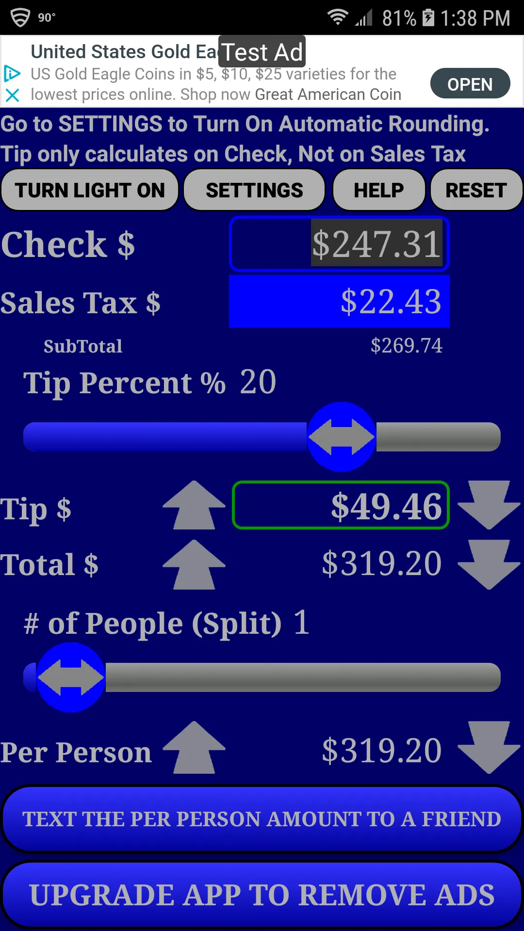 Restaurant Tip Calculator | Indus Appstore | Screenshot