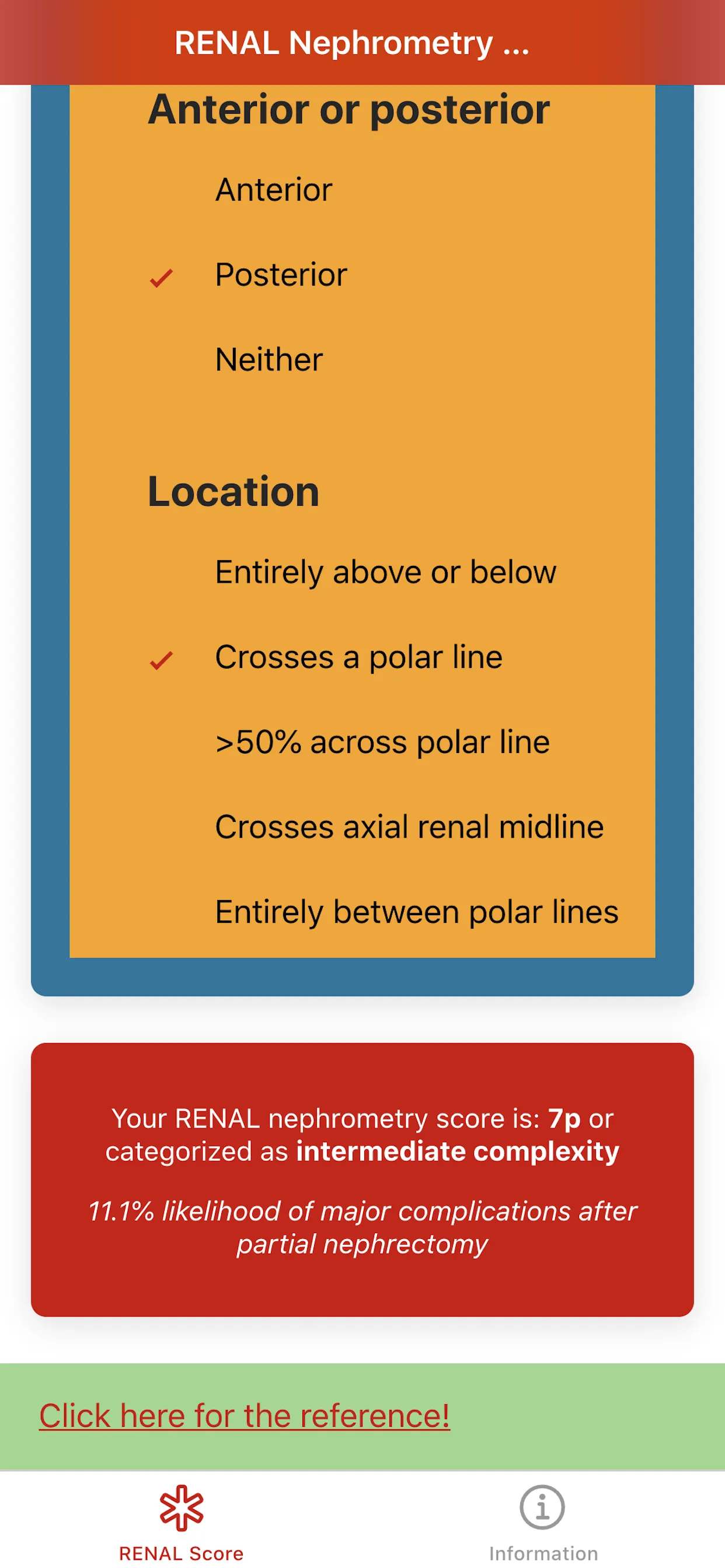 RENAL Nephrometry Score | Indus Appstore | Screenshot