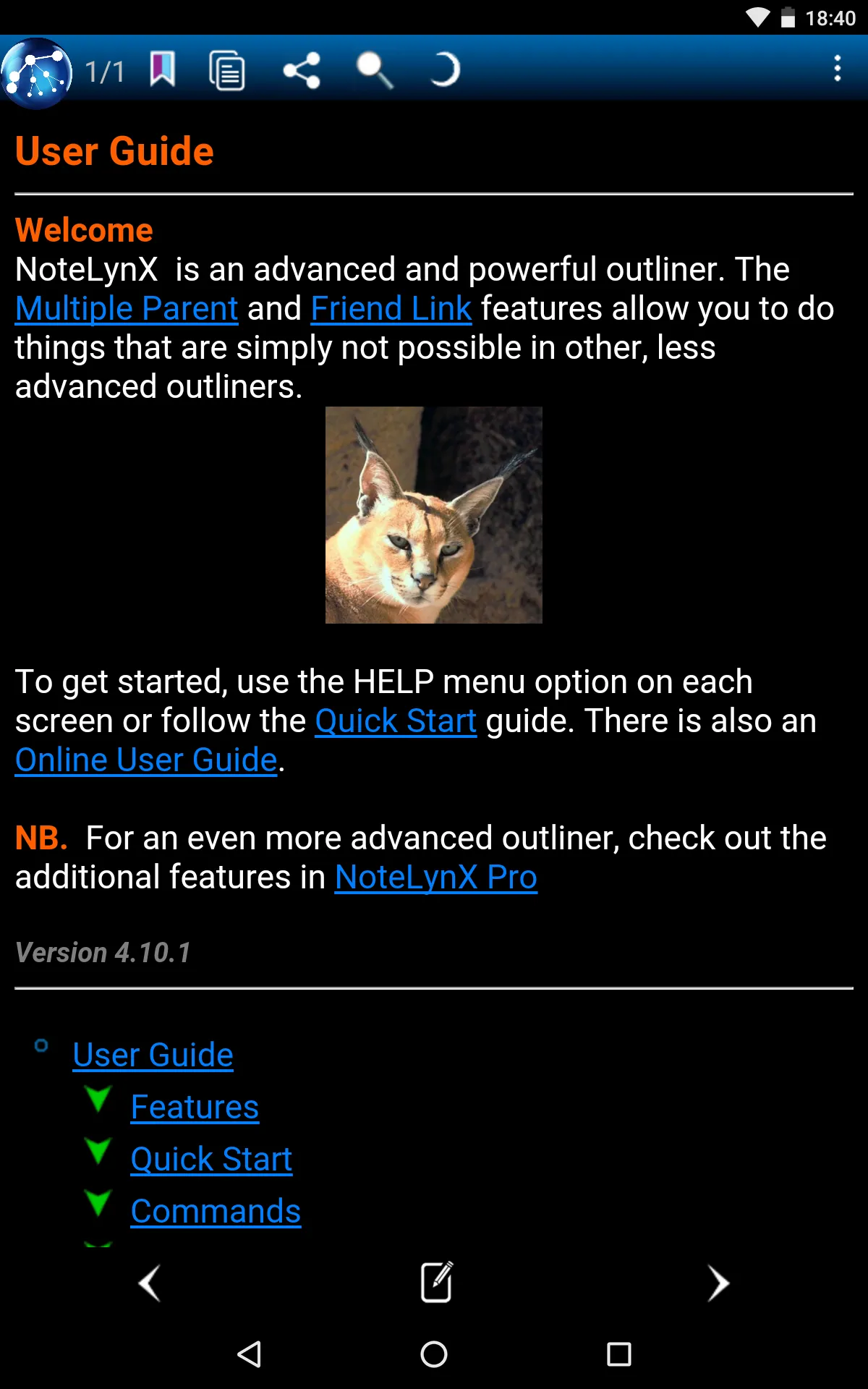 NoteLynX Outliner Mindmap Wiki | Indus Appstore | Screenshot