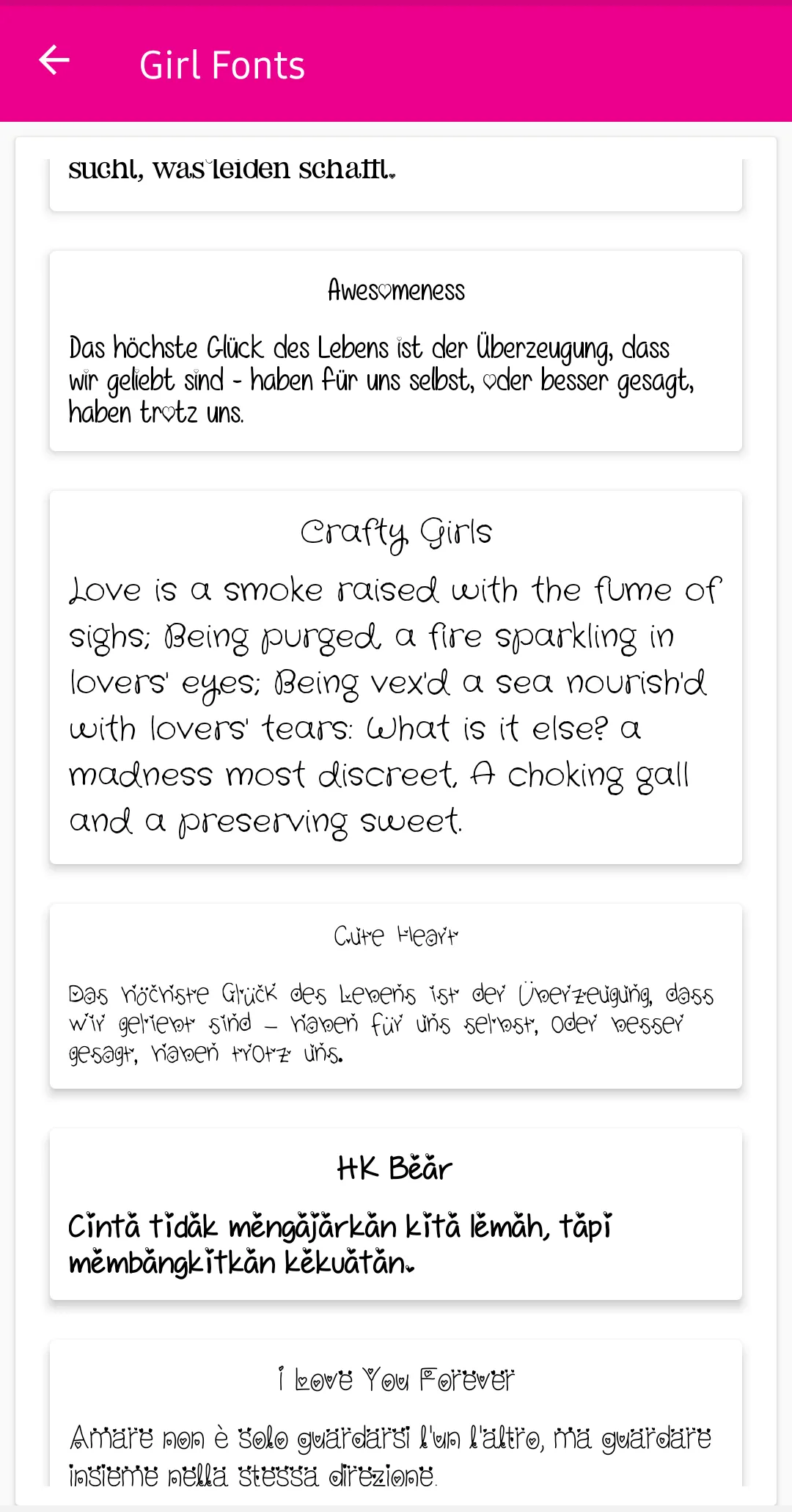 Girls Fonts for FlipFont | Indus Appstore | Screenshot