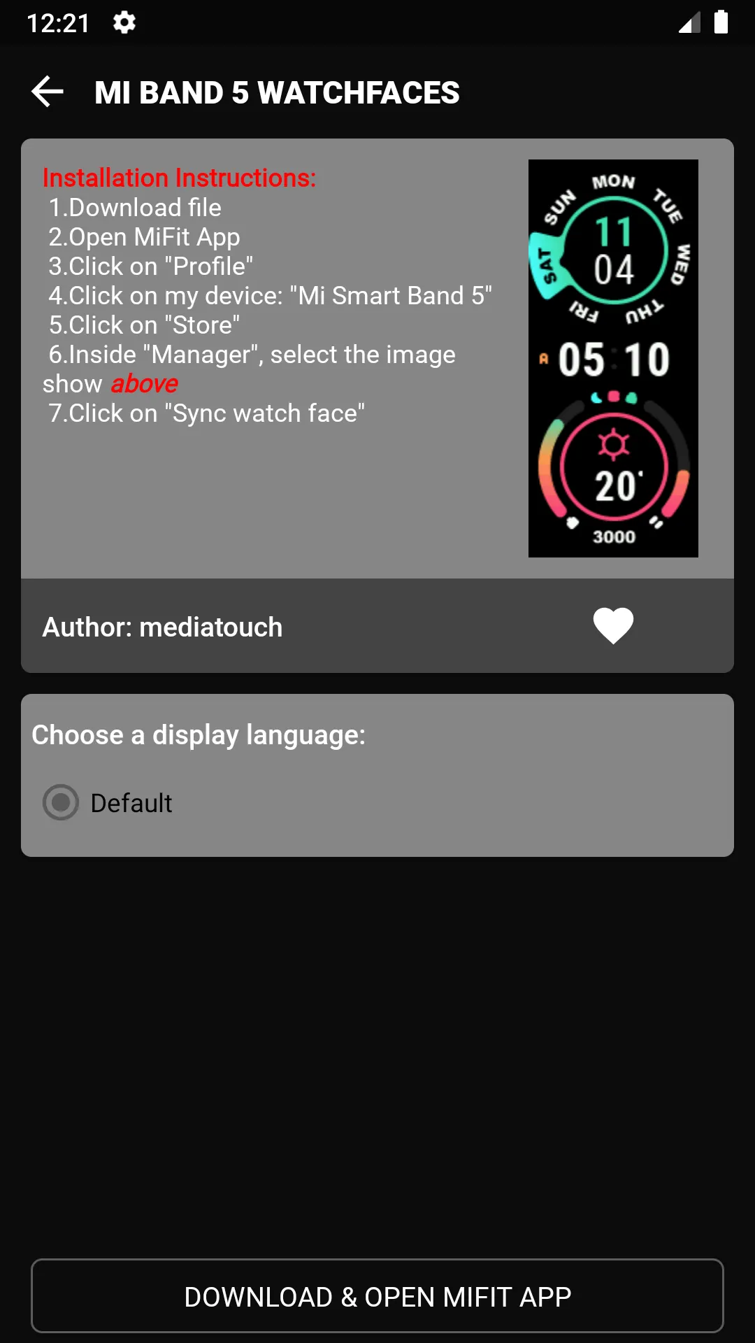 Tool Mi Band 5 WatchFace | Indus Appstore | Screenshot