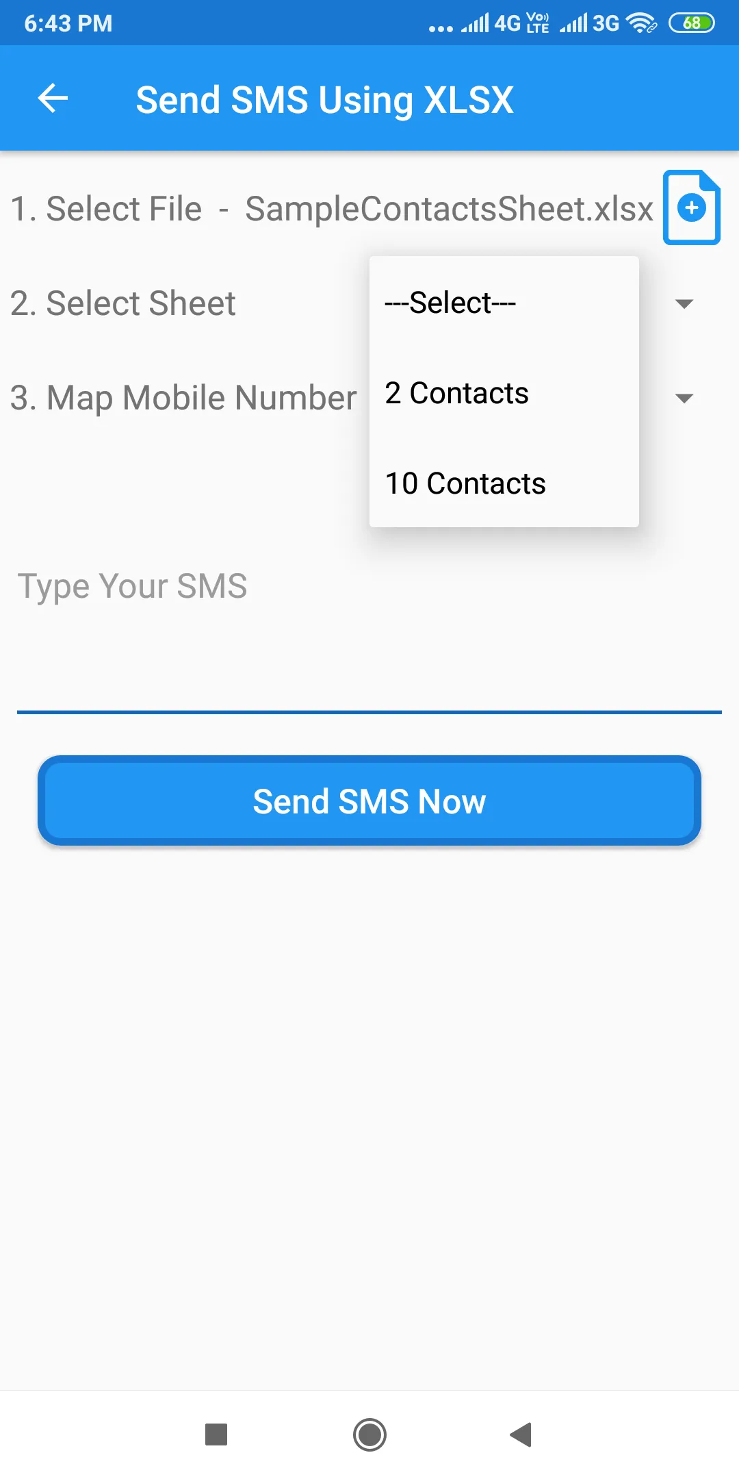 Bulk SMS Send Using Excel | Indus Appstore | Screenshot