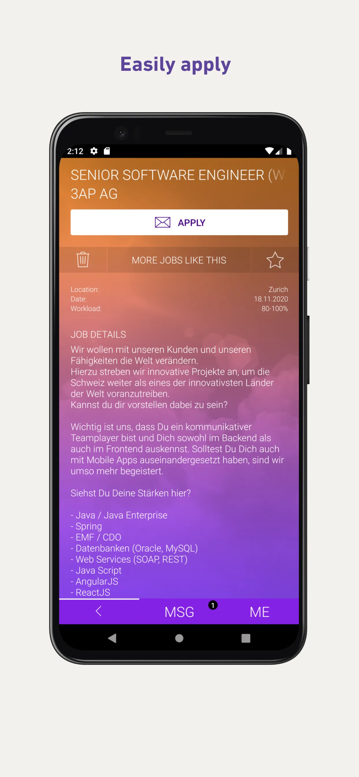 yooture job search Switzerland | Indus Appstore | Screenshot