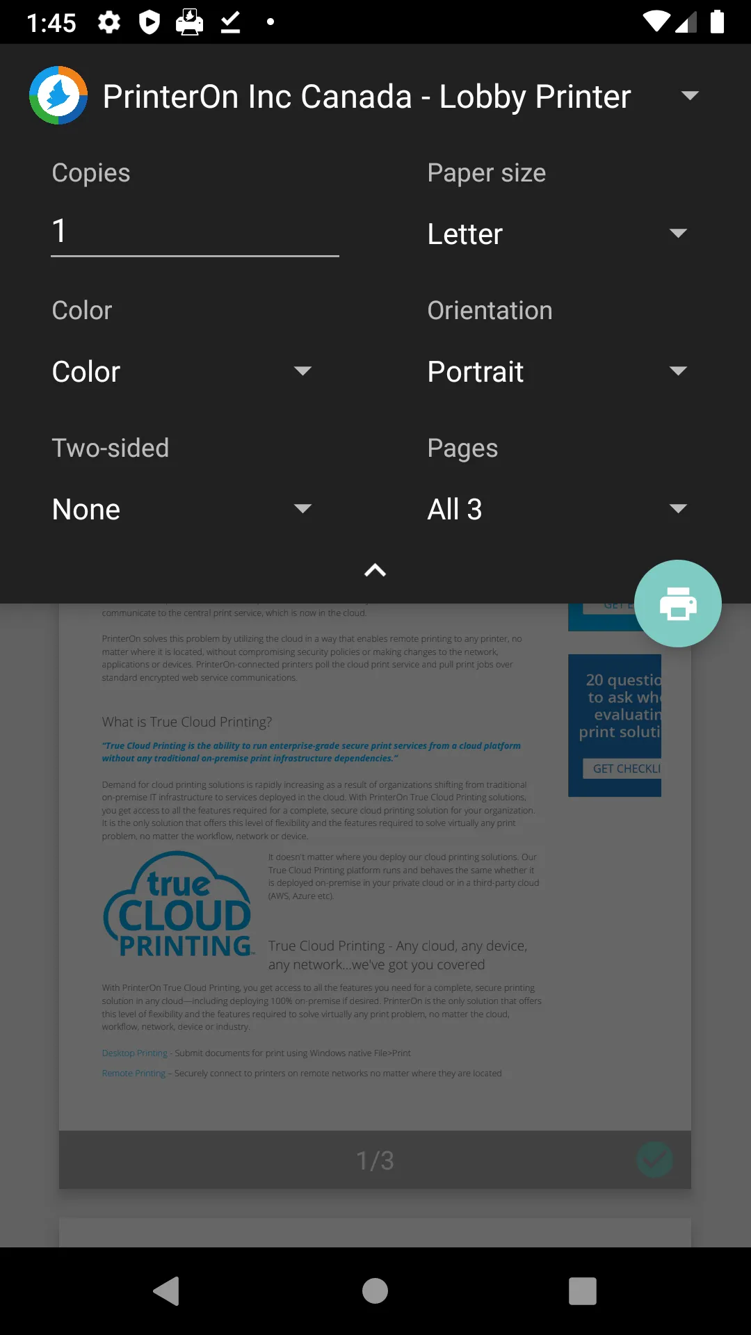 PrinterOn Print Service | Indus Appstore | Screenshot