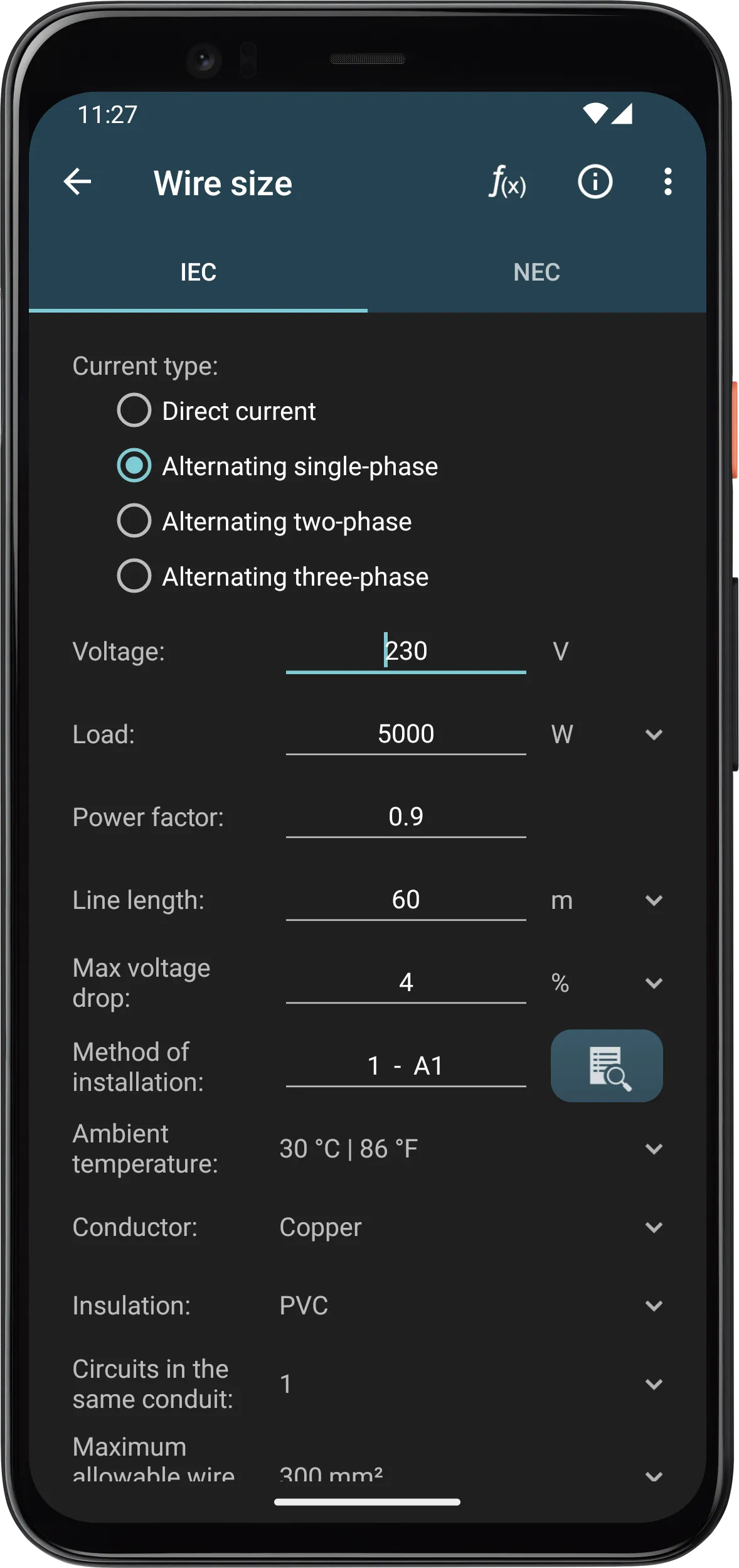 Electrical Calculations | Indus Appstore | Screenshot