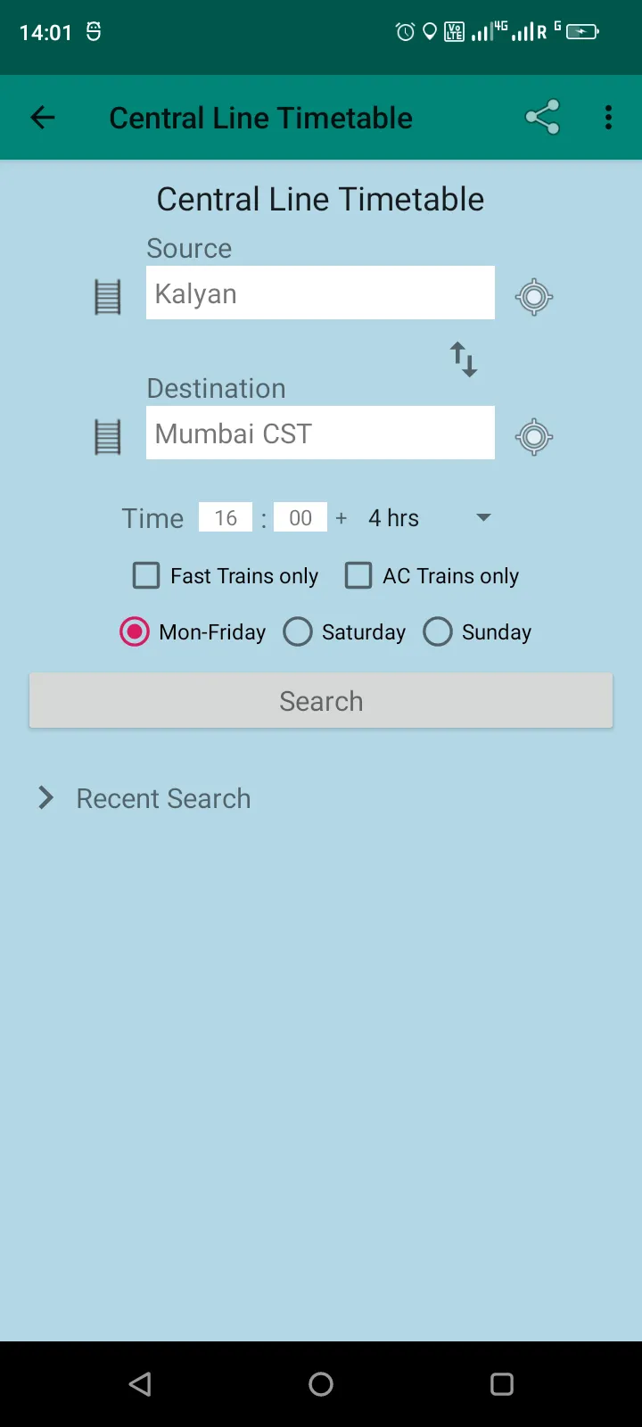 Mumbai Local Train Timetable | Indus Appstore | Screenshot