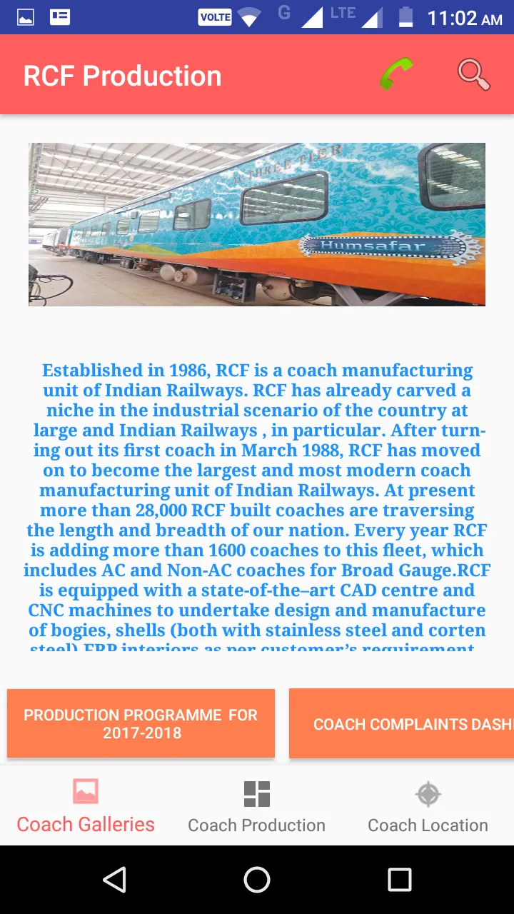 RCF Coach Production | Indus Appstore | Screenshot