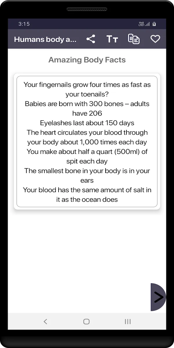 Humans body amazing facts | Indus Appstore | Screenshot