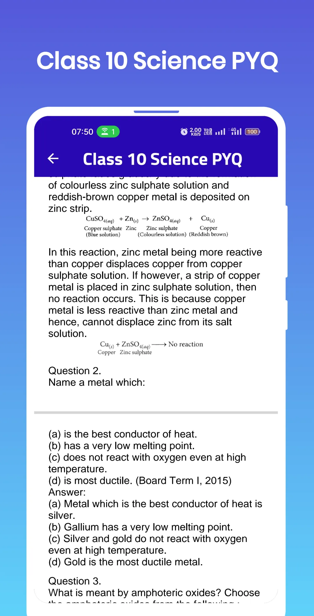 Class 10 Science PYQ | Indus Appstore | Screenshot