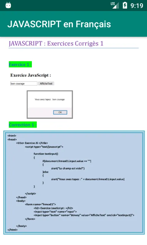 Javascript (Cours + Exercices  | Indus Appstore | Screenshot