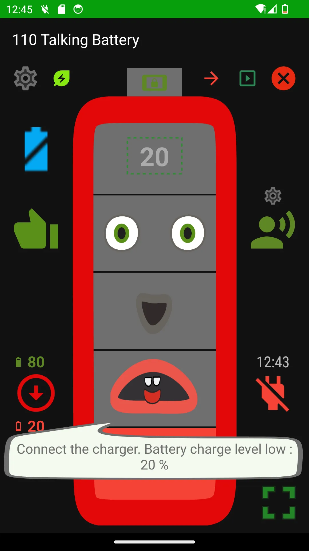 110 Talking Battery Alarm | Indus Appstore | Screenshot