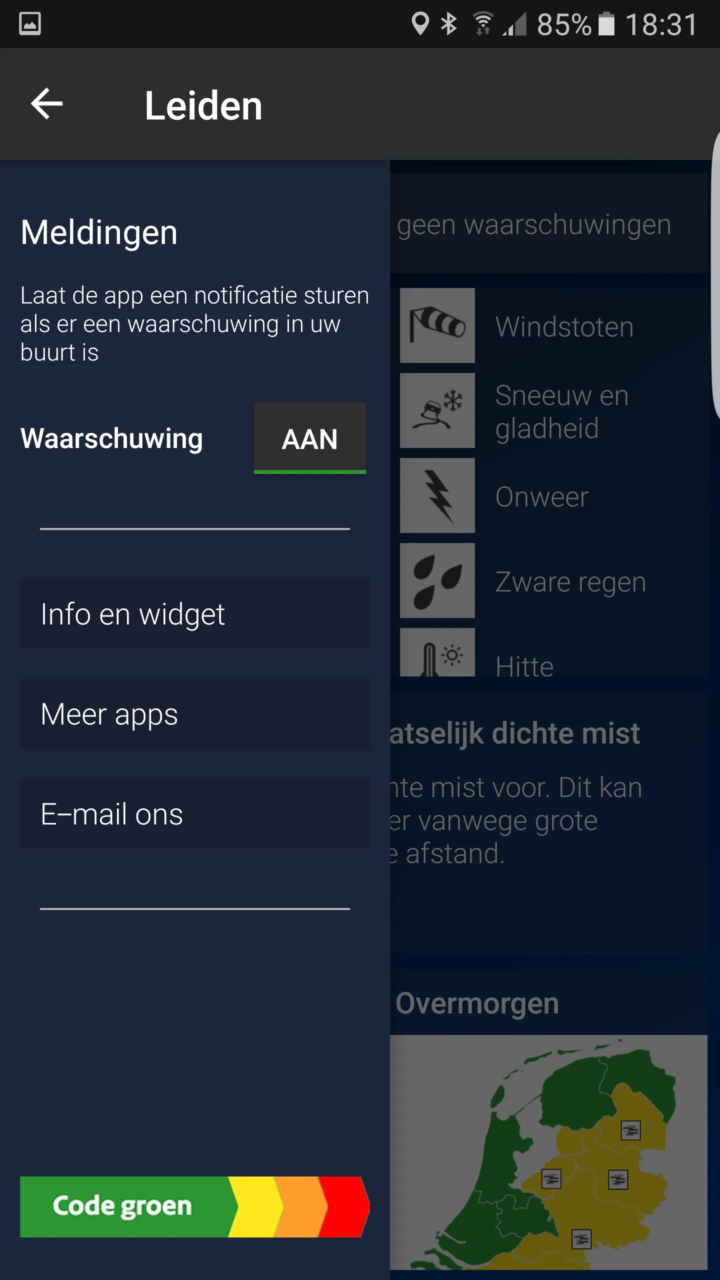 Weerwaarschuwing: Weeralarm NL | Indus Appstore | Screenshot