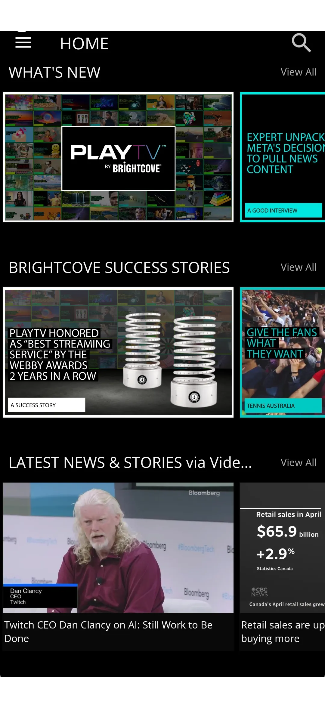 PLAY TV Streamed by Brightcove | Indus Appstore | Screenshot