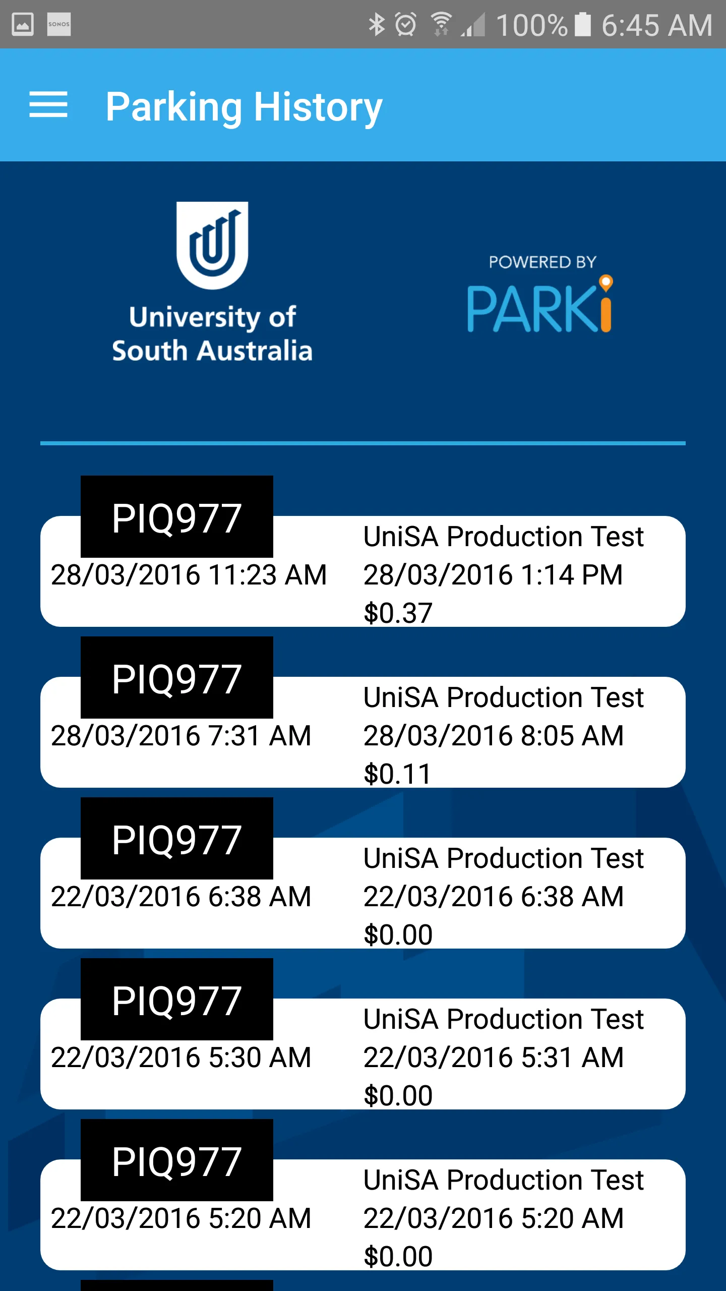 UniSA Parki | Indus Appstore | Screenshot