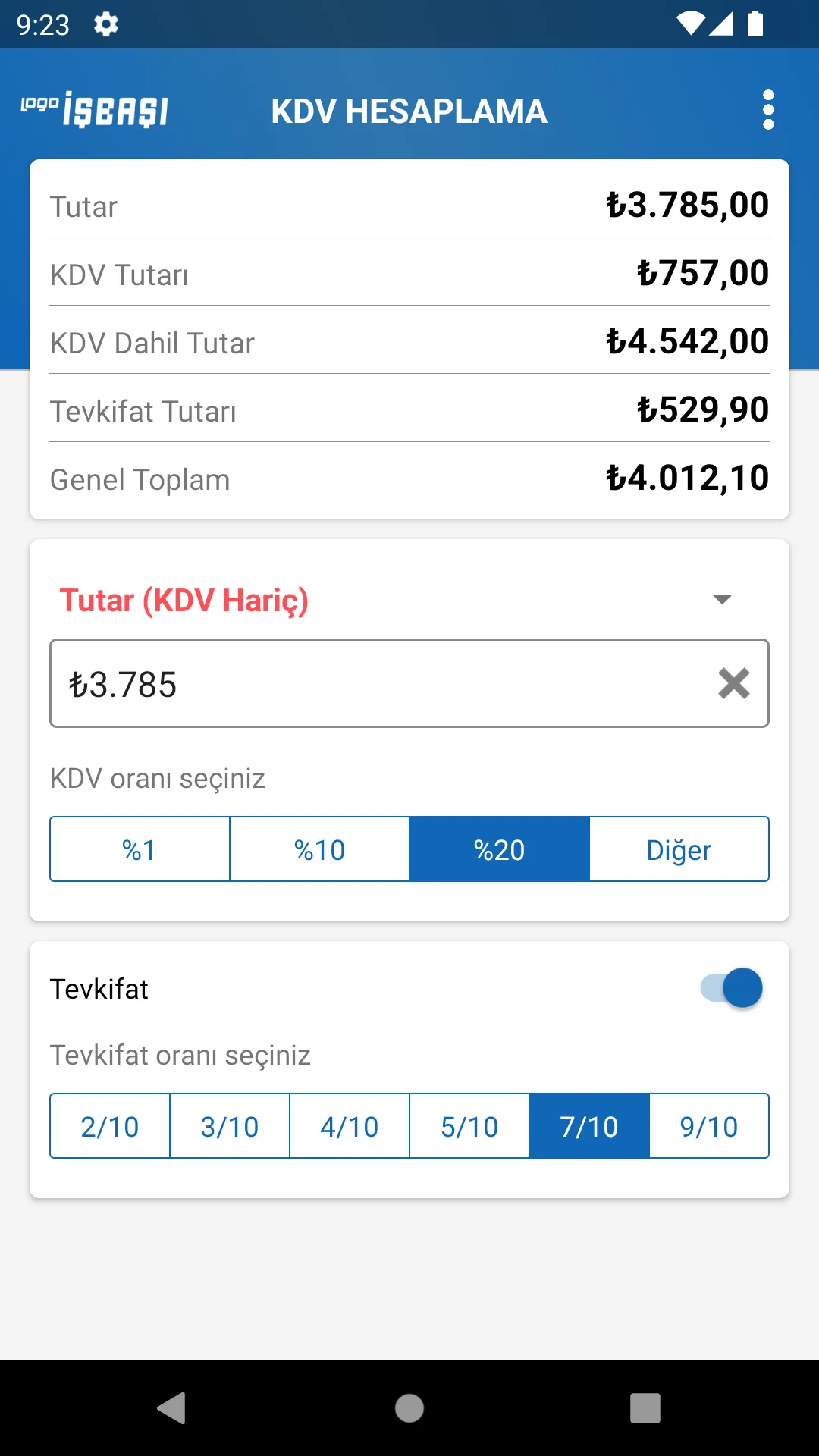 KDV Hesaplama Pro | Indus Appstore | Screenshot