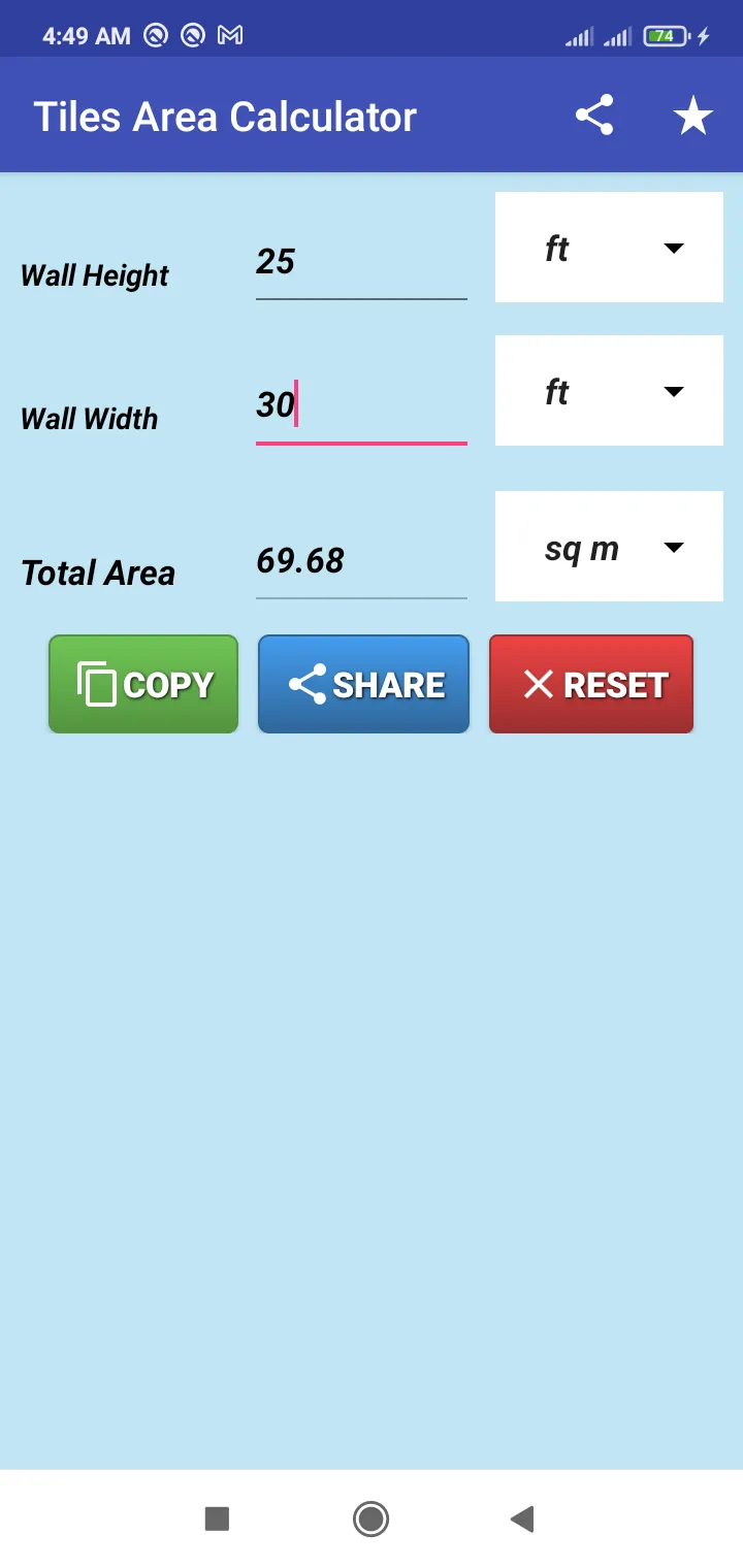 Tiles Area Calculator | Indus Appstore | Screenshot