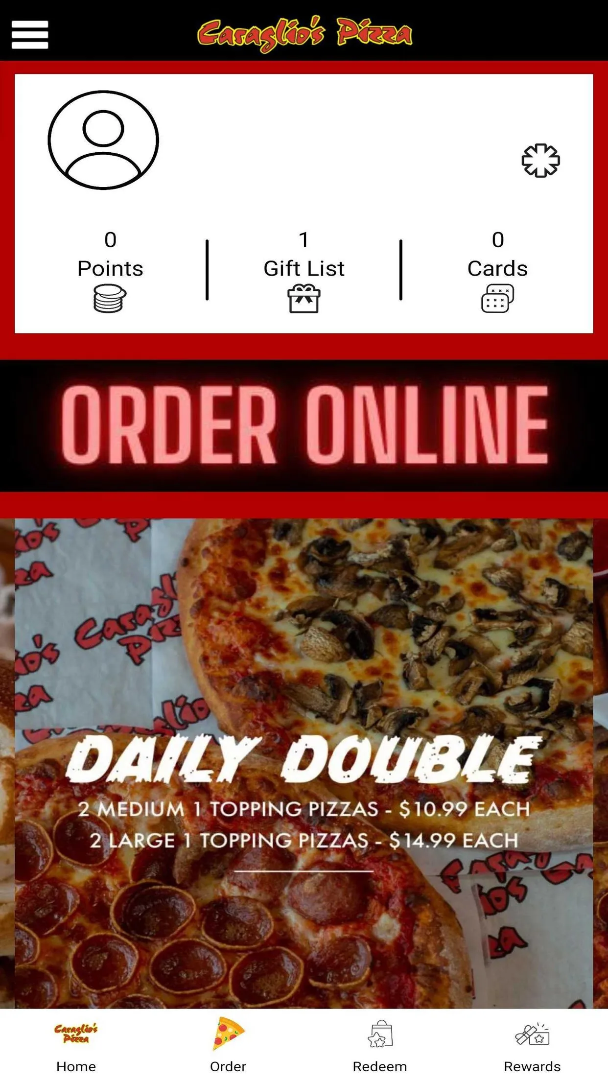 Caraglio's Pizza Rewards | Indus Appstore | Screenshot