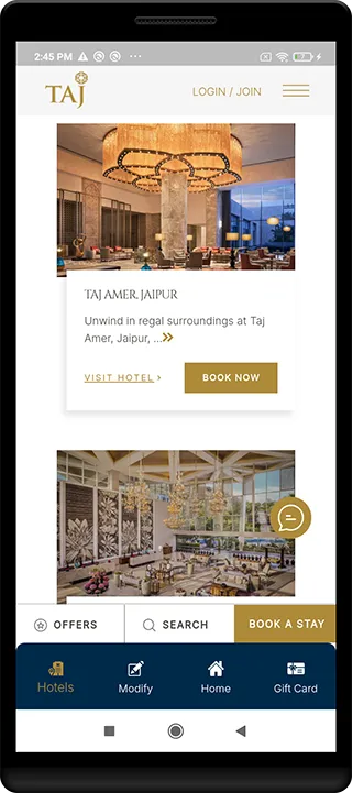 Taj Hotels Resorts and Palaces | Indus Appstore | Screenshot