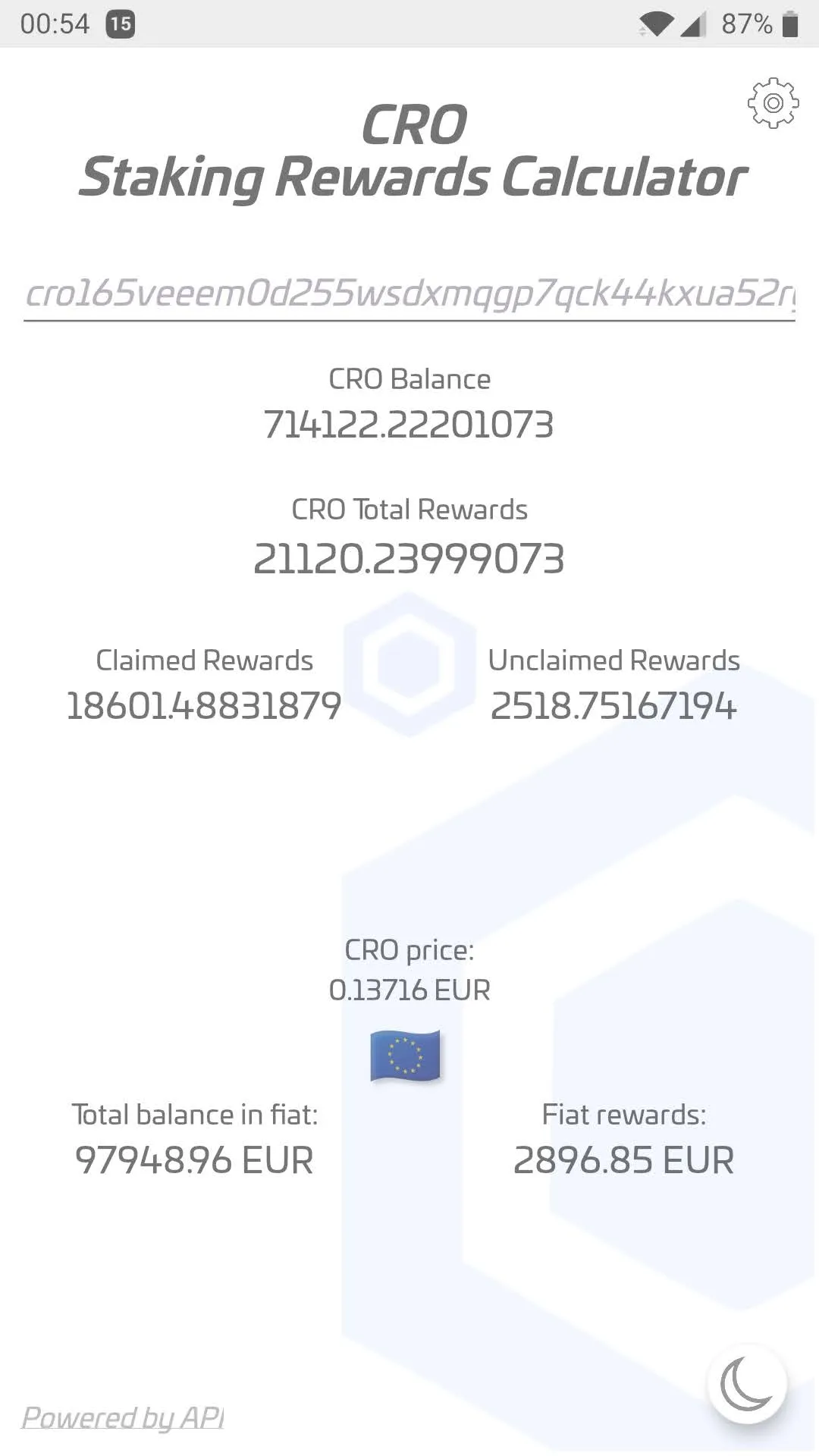 CRO Staking Rewards Calculator | Indus Appstore | Screenshot