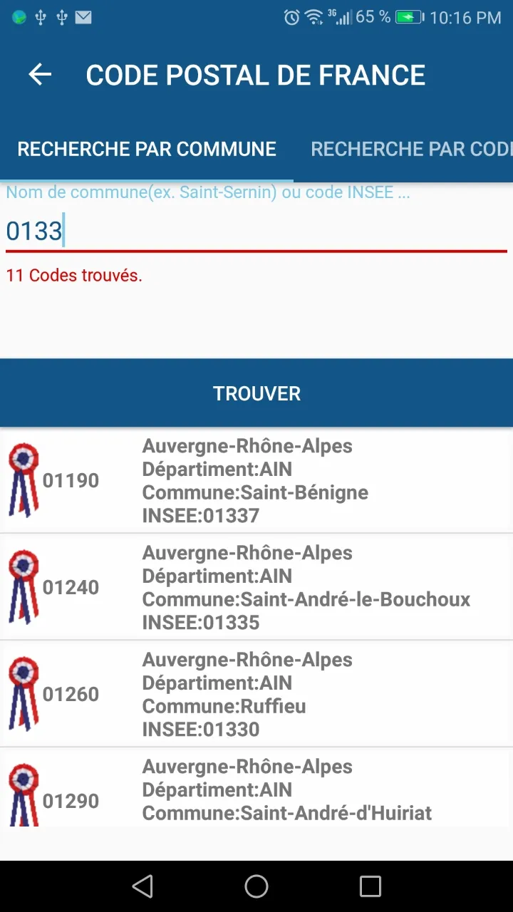 Code Postal France | Indus Appstore | Screenshot