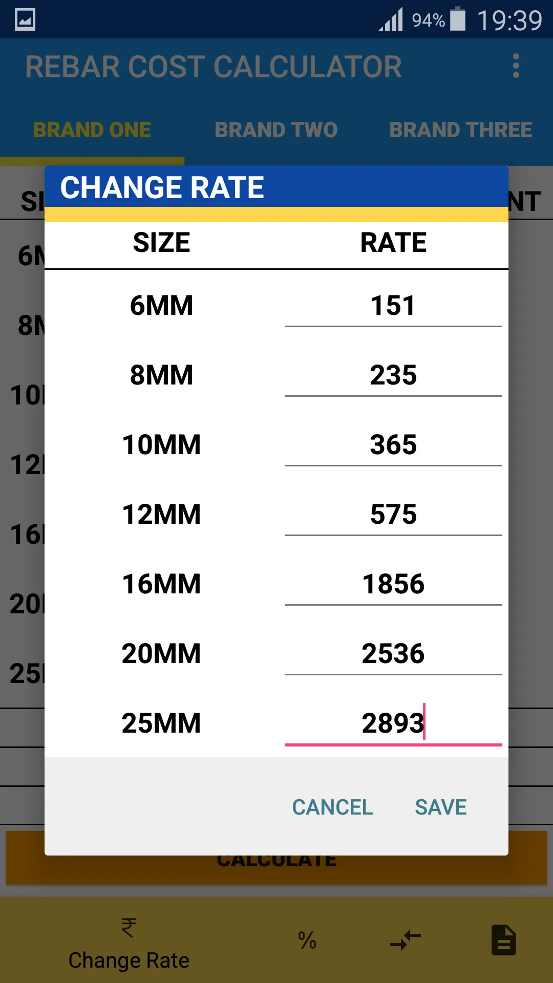 Steel TMT RebarCost Calculator | Indus Appstore | Screenshot