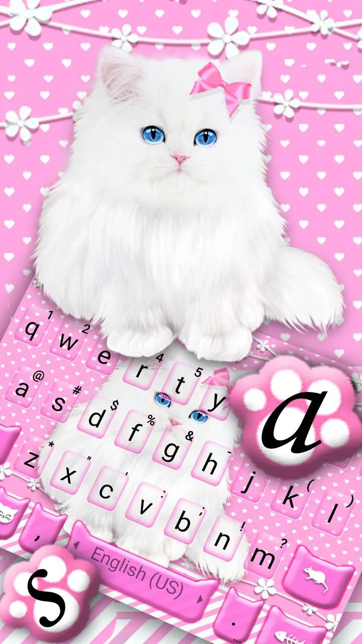 Fluffy Pink Cat Theme | Indus Appstore | Screenshot