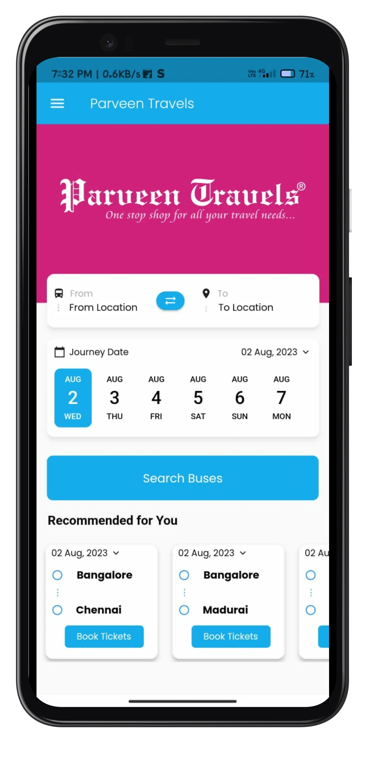 Parveen Travels | Indus Appstore | Screenshot